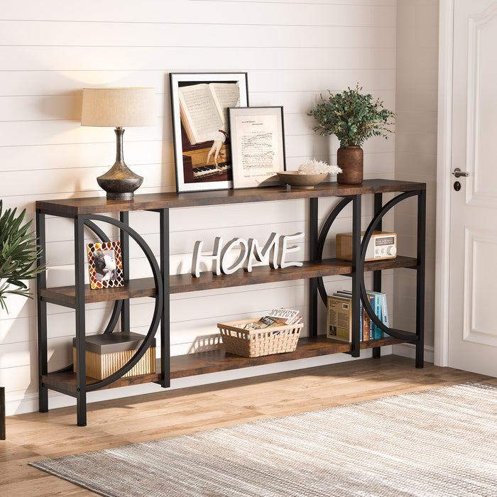 Console Table, 70.86" Sofa Entryway Table with 3 Tier Storage Shelves Tribesigns