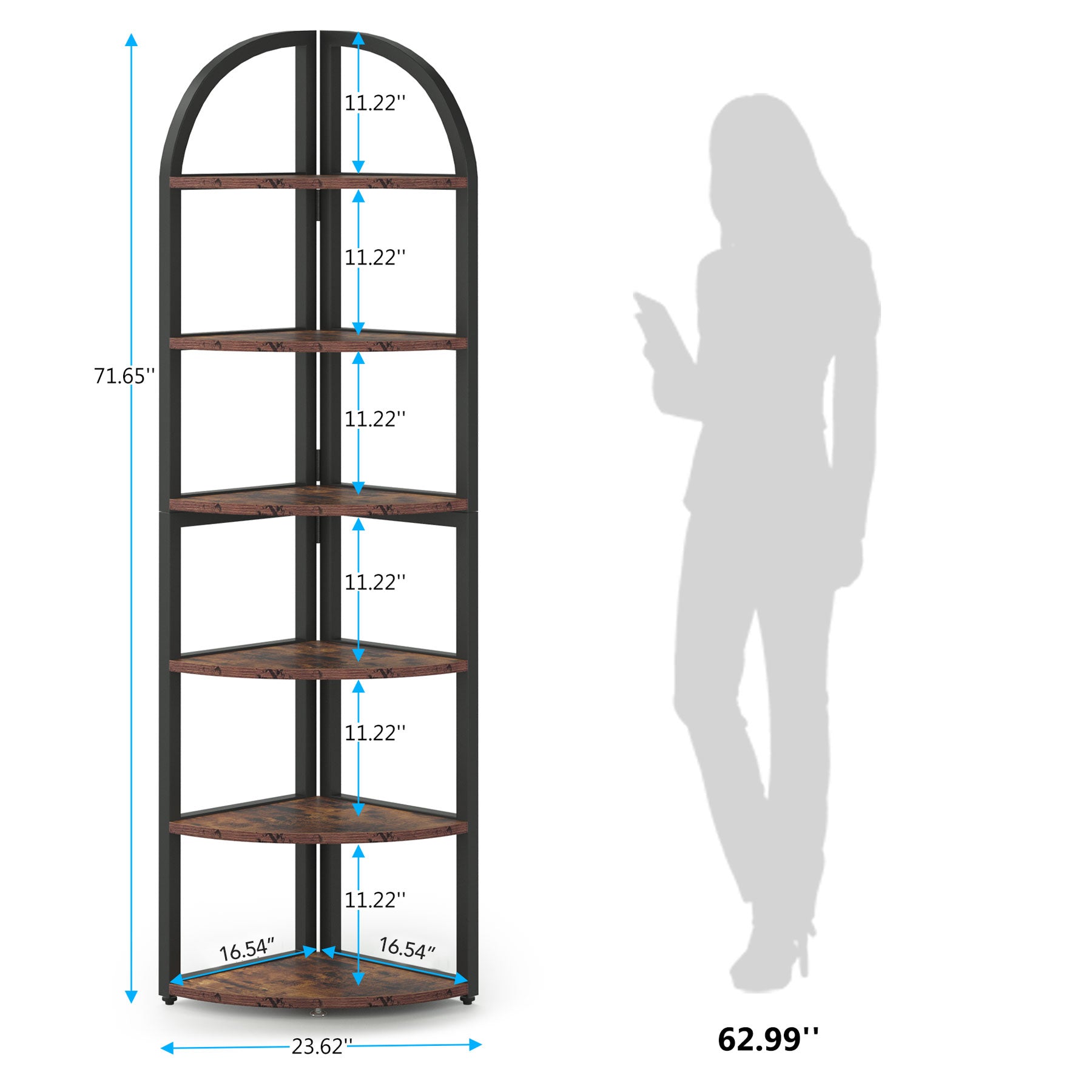 6-Tier Corner Shelf, 71 inch Tall Corner Bookshelf for Small Space Tribesigns