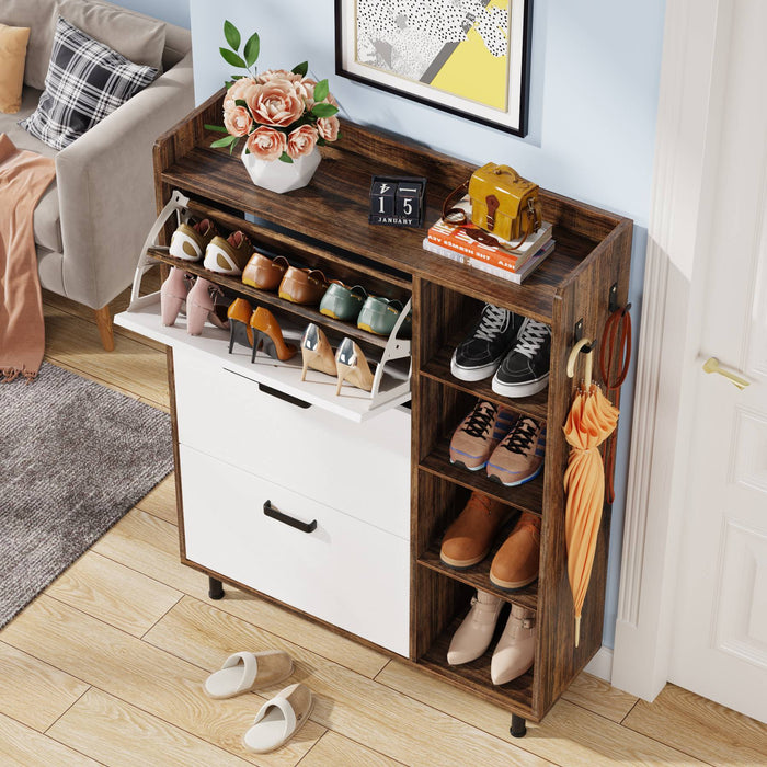 Tribesigns Shoe Cabinet, Freestanding Shoe Rack with 3 Flip Drawers & 5 shelves Tribesigns
