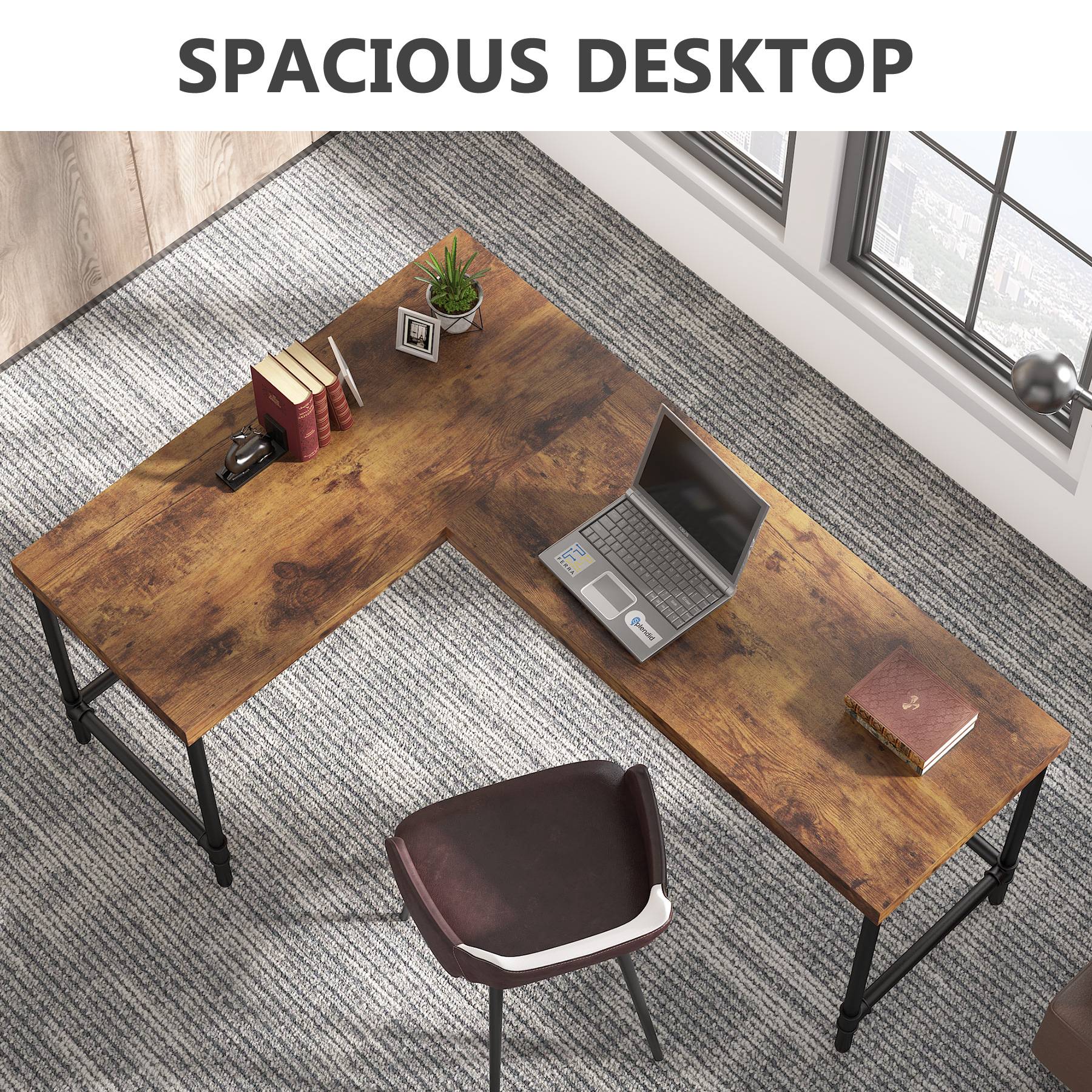 Tribesigns L-Shaped Desk, 67" Industrial Reversible Computer Corner Desk Tribesigns