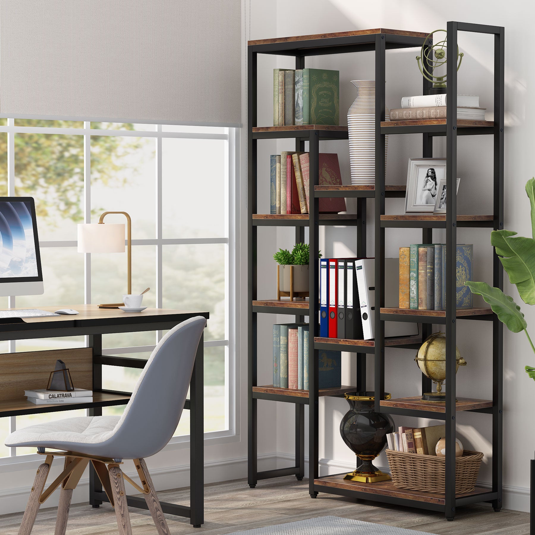 Tribesigns 6-Tier Bookshelf 70.9 inch Tall Bookcase, 12-Shelf Display Shelves Tribesigns