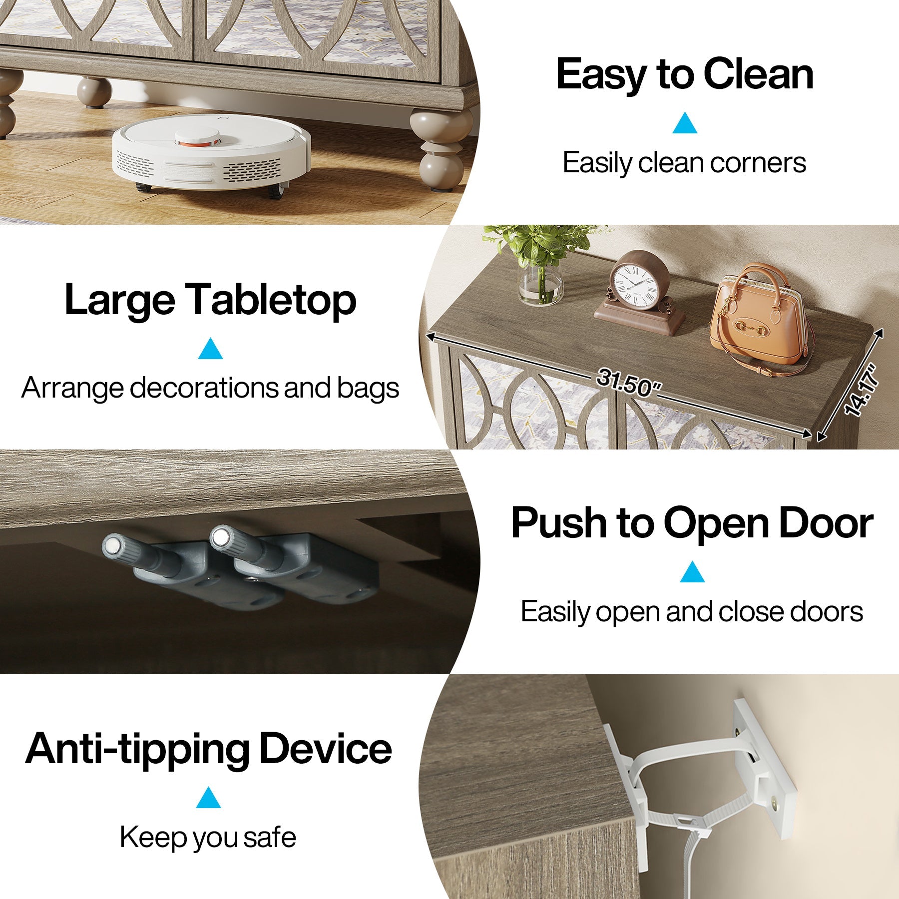 5-Tier Mirror Shoe Cabinet, Large Shoe Storage Organizer With Doors Tribesigns