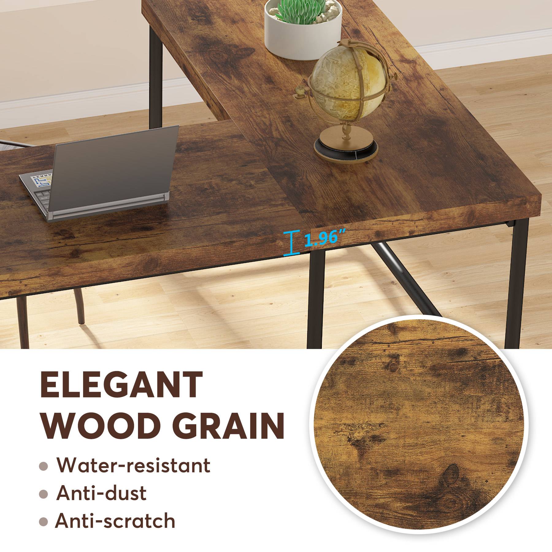 Tribesigns L-Shaped Desk, 67" Industrial Reversible Computer Corner Desk Tribesigns