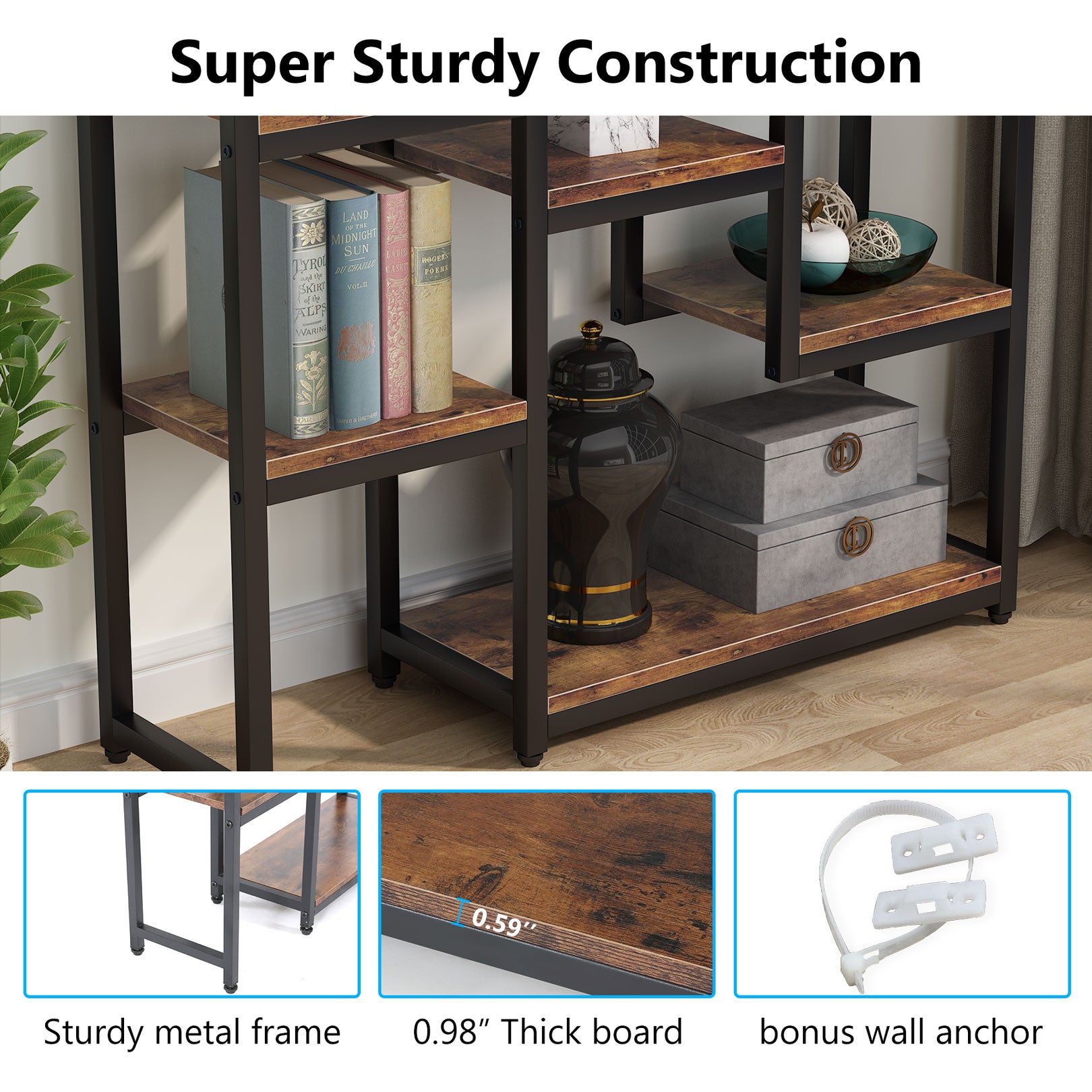 Tribesigns 6-Tier Bookshelf 70.9 inch Tall Bookcase, 12-Shelf Display Shelves Tribesigns