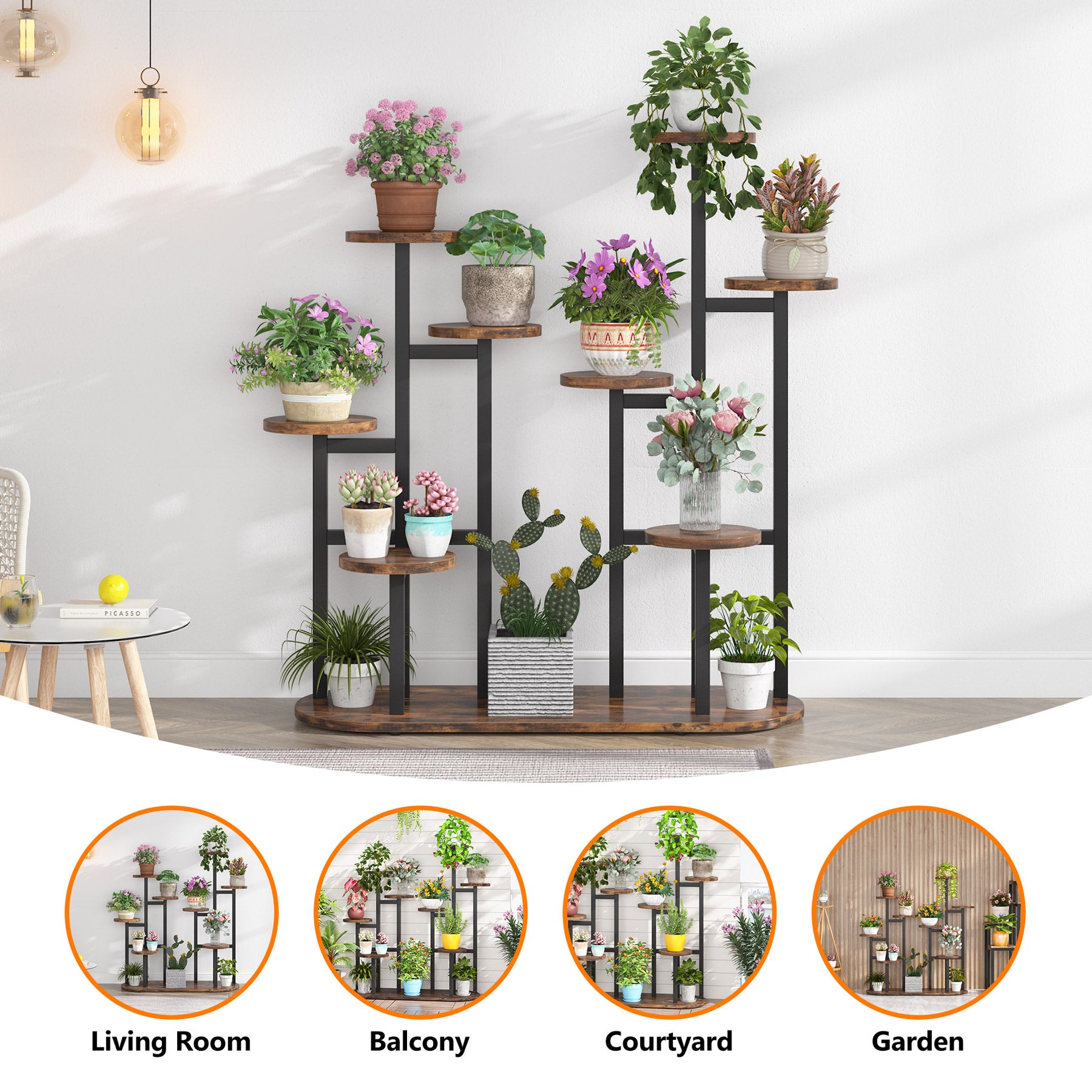 Plant Stand, Multi-Tiered 11 Potted Plant Shelf Flower Stands Tribesigns