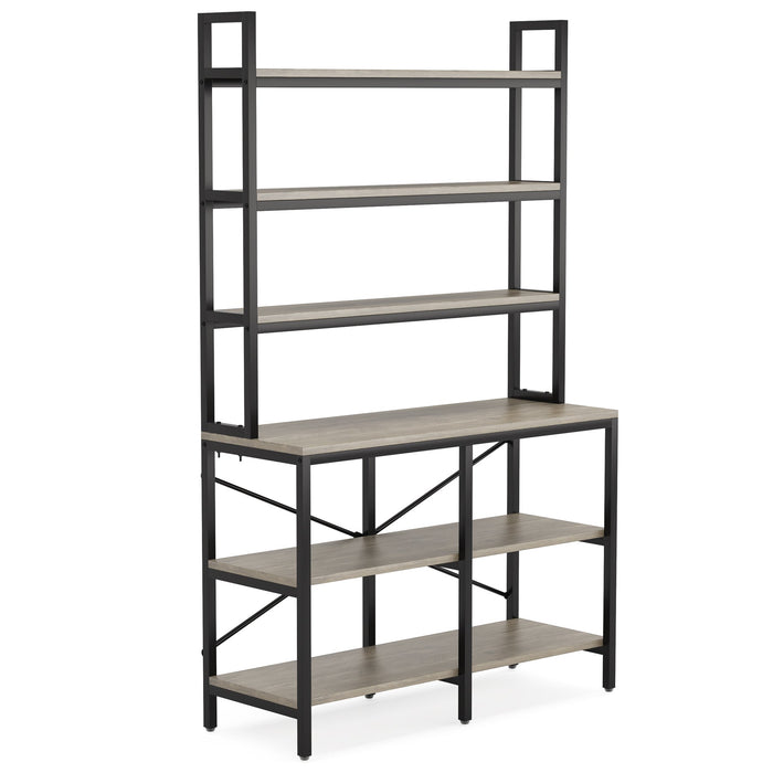 6-Tier Bookshelf, Industrial Etagere Bookcase Storage Rack Tribesigns