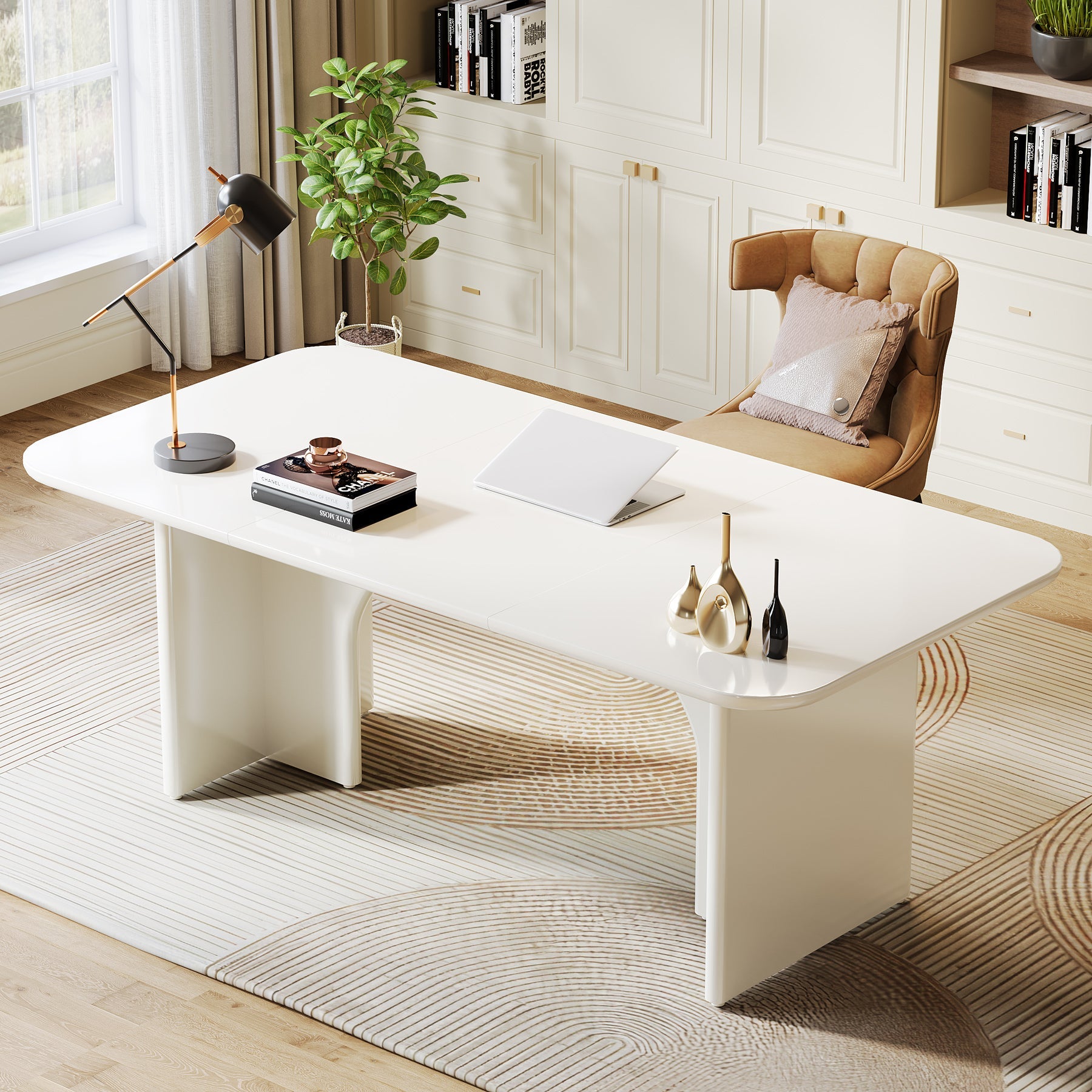 63-Inch Executive Desk, Modern Computer Desk with Arch Design Legs Tribesigns