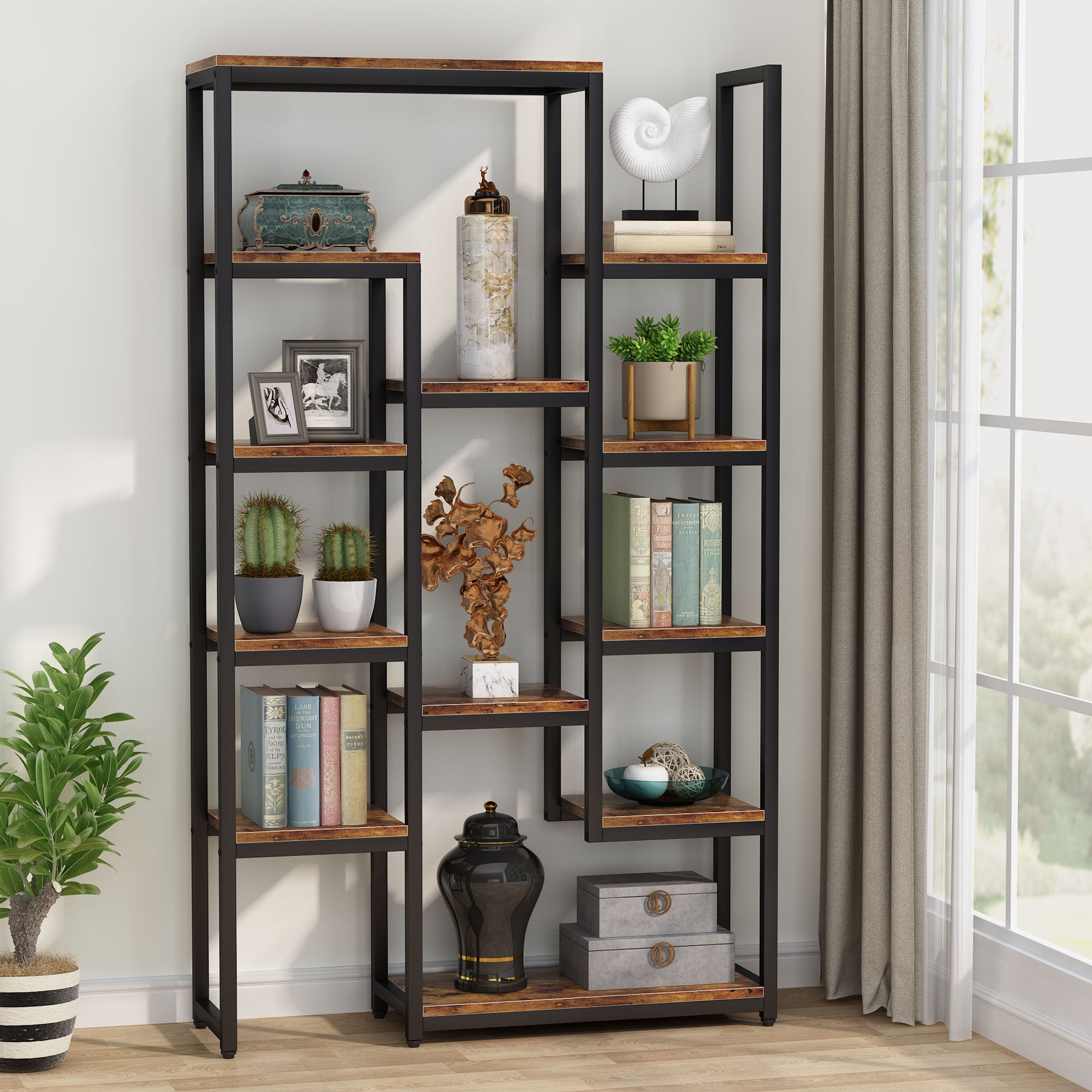 Tribesigns 6-Tier Bookshelf 70.9 inch Tall Bookcase, 12-Shelf Display Shelves Tribesigns