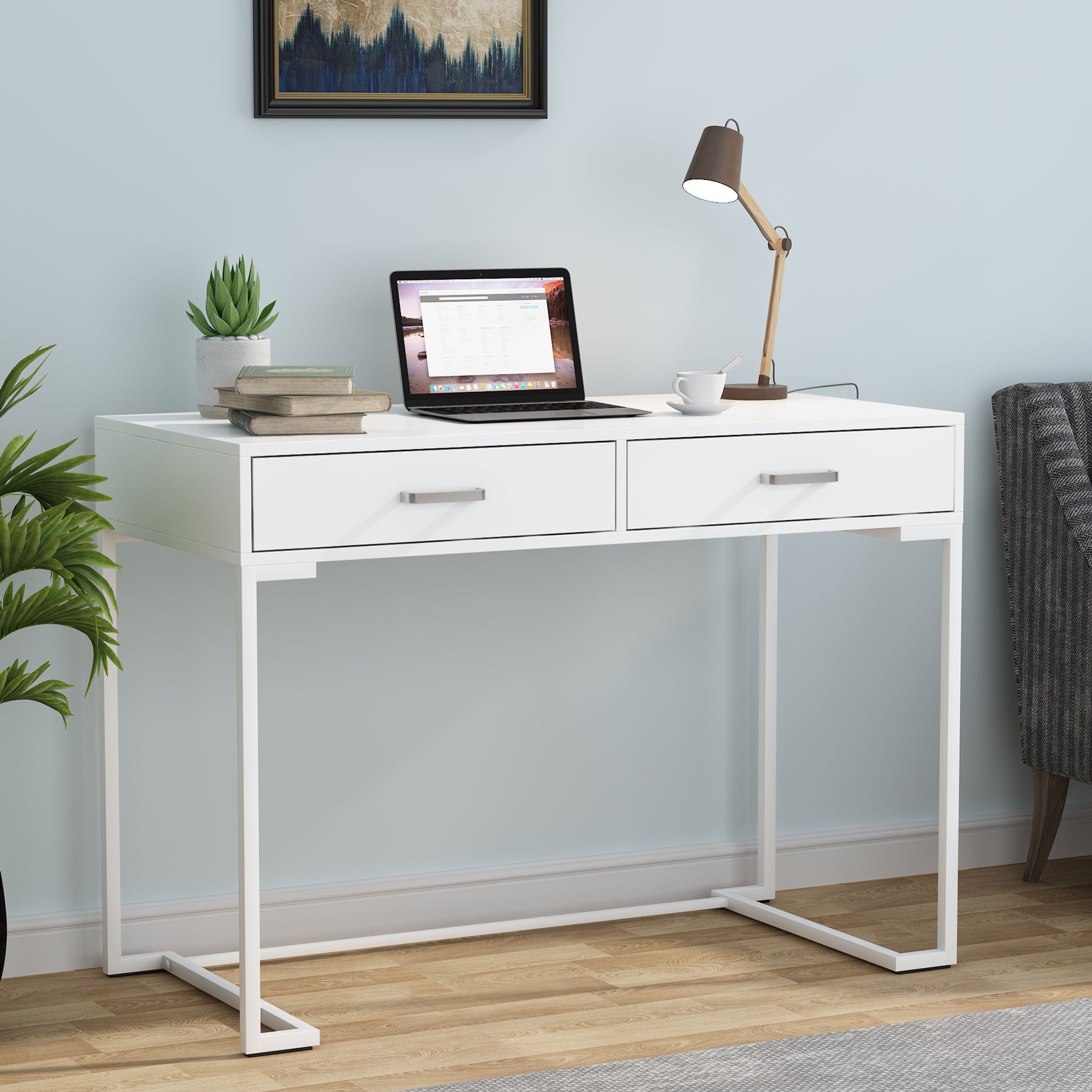 39" Computer Desk with Drawers, Modern Writing Desk Study Desk Tribesigns