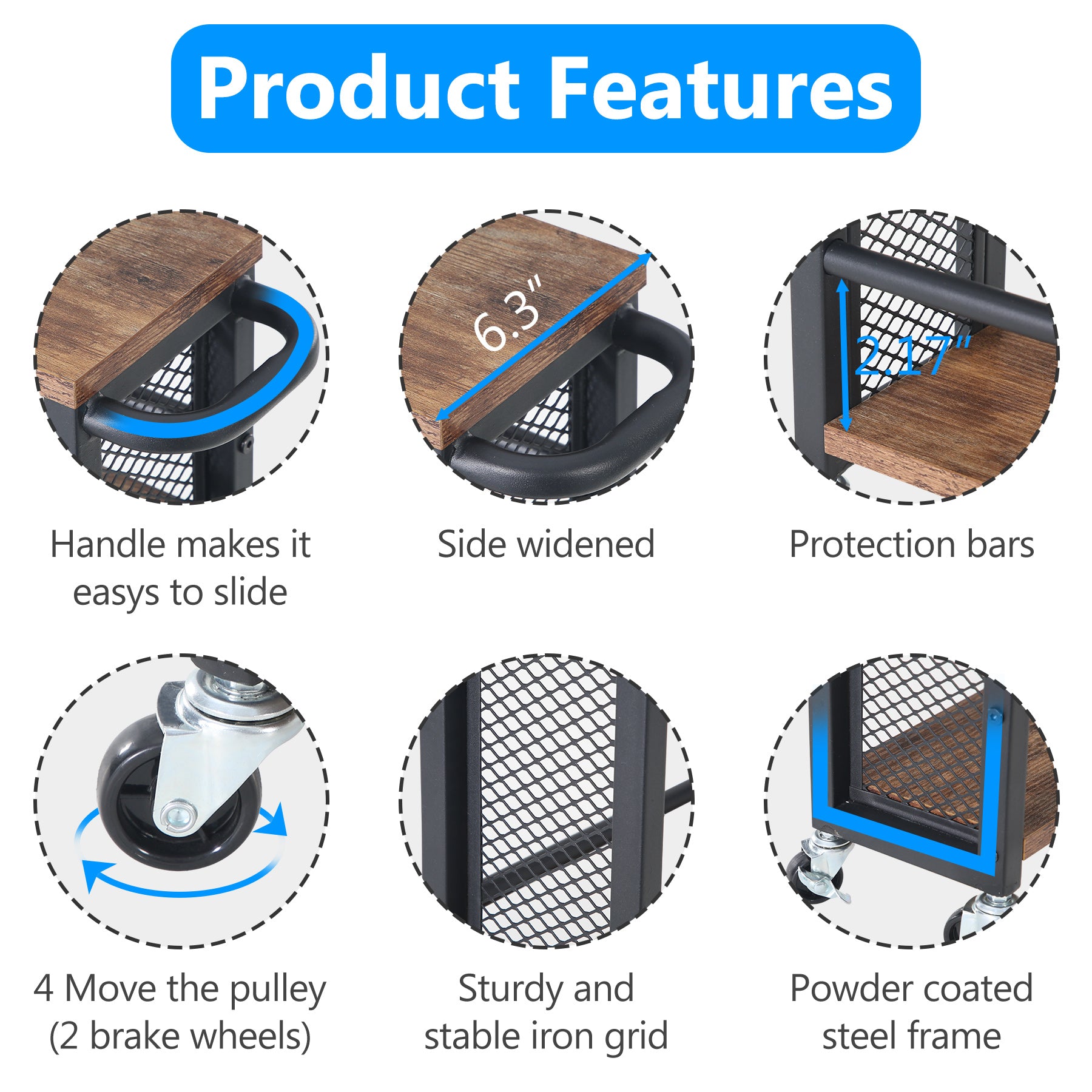 Tribesigns Kitchen Cart, 4 Tier Slim Storage Rolling Cart Spice Rack Tribesigns