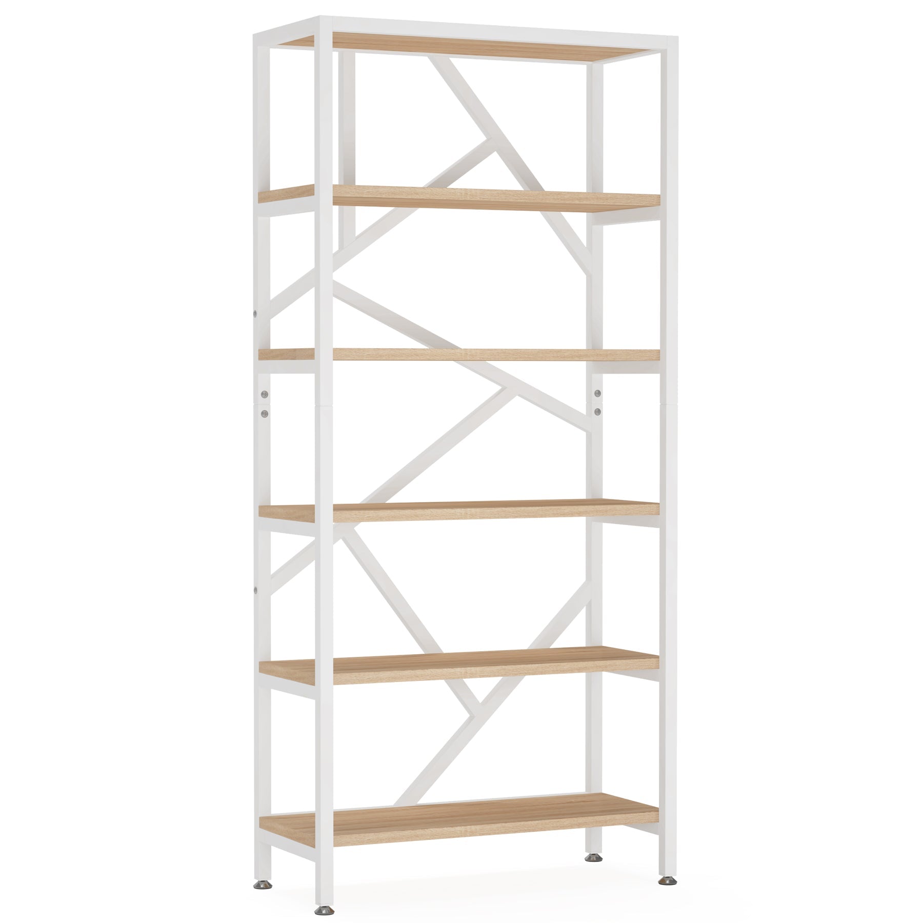 71" Bookshelf, Industrial Etagere Bookcase 6 Shelf Display Rack Tribesigns