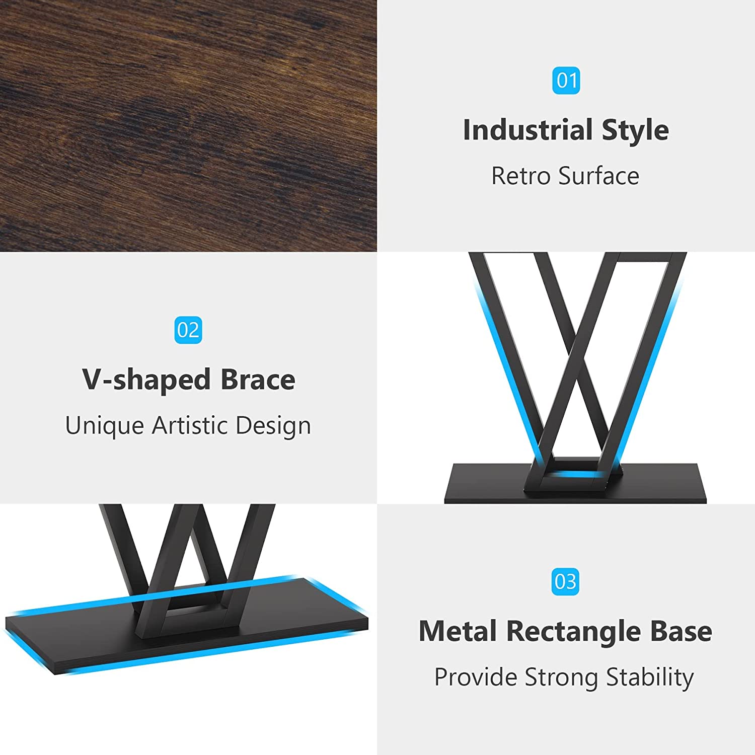 43 Inch Console Table, Industrial Entryway Hallway Table Tribesigns