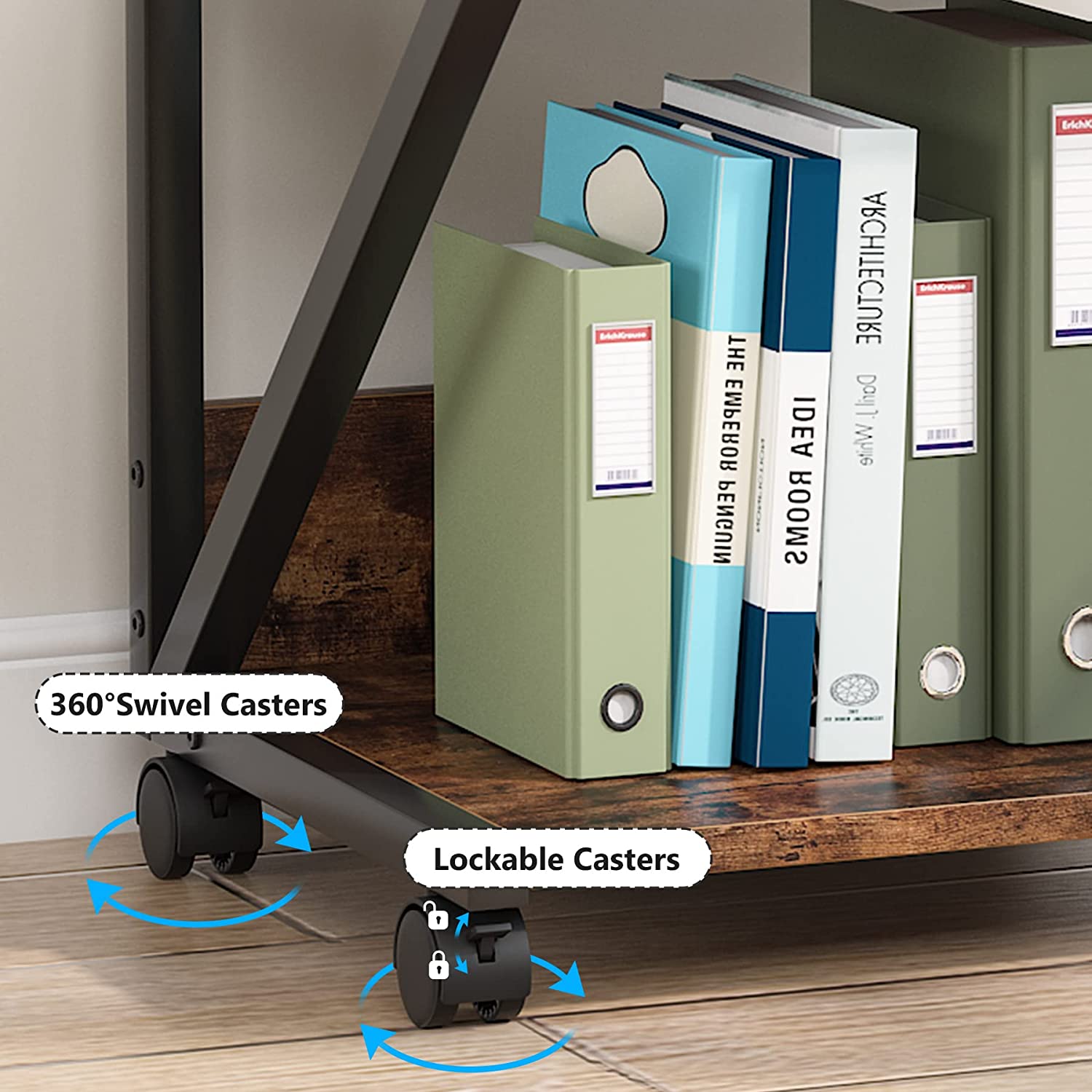Product details of Tribesigns's Printer Stand, 3-Tier Rolling Printer Cart Under Desk Storage Shelf.