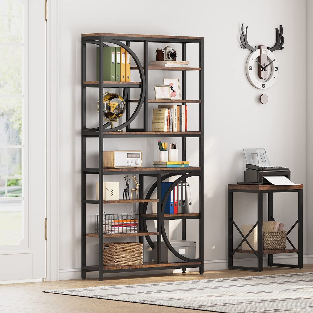 Tribesigns Bookshelf, Industrial 8-Tier Etagere Bookcases Open Display Shelves Tribesigns
