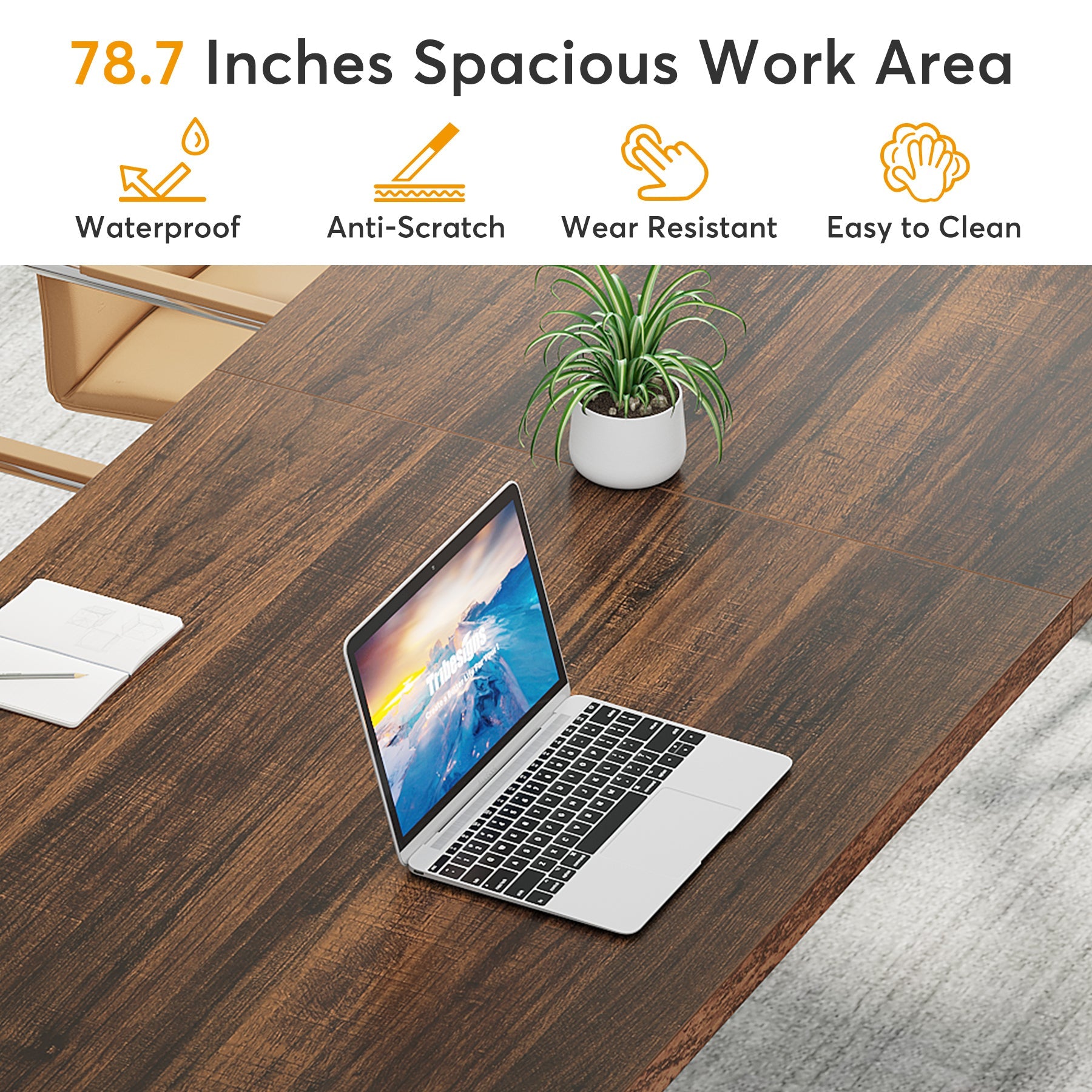 78.7" Executive Desk, Large Computer Desk Two Person Desk for Home Office Tribesigns