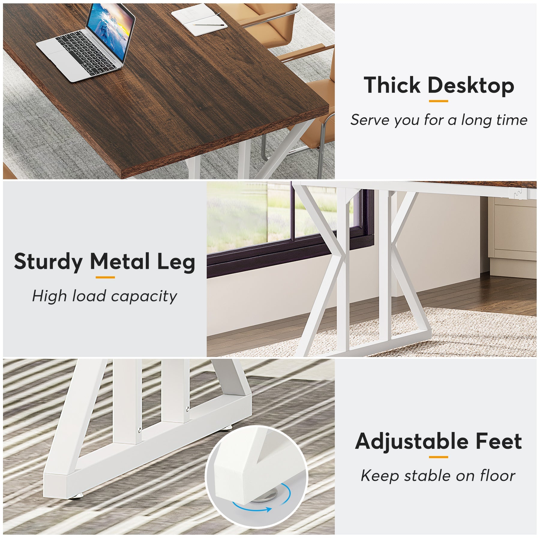 78.7" Executive Desk, Large Computer Desk Two Person Desk for Home Office Tribesigns