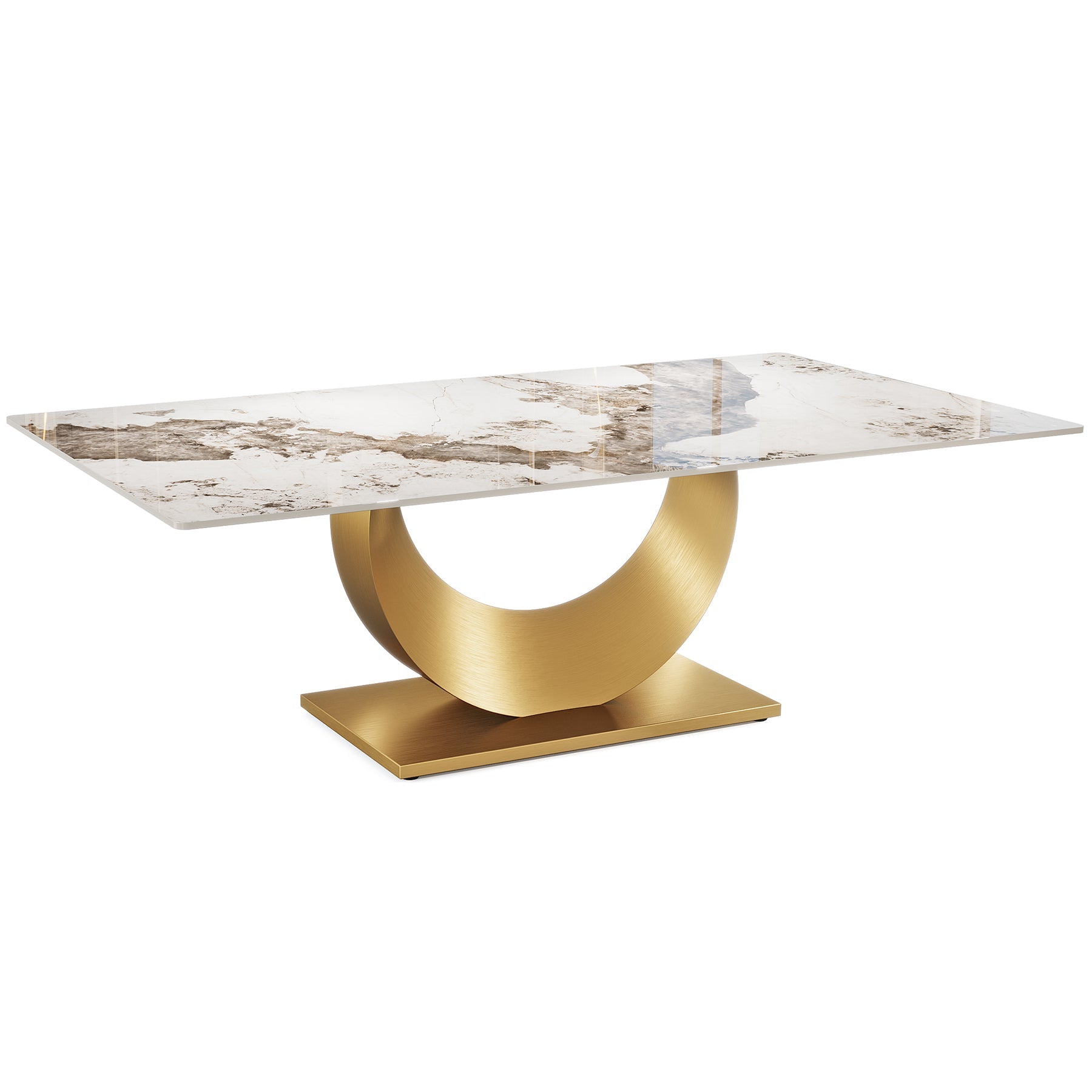 78.7" Sintered Stone Dining Table with Stainless Steel Pedestal for 8 people Tribesigns