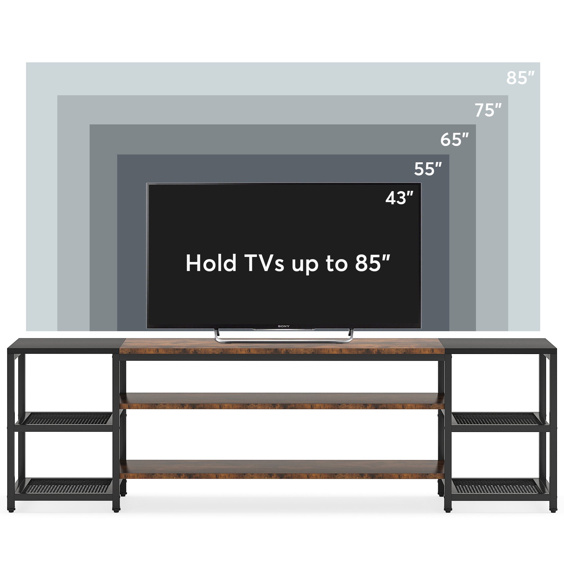 TV Stand, 3-Tier Media Entertainment Center for TV up to 85" Tribesigns