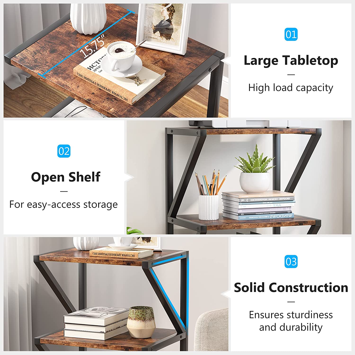 Product Features of Tribesigns's Printer Stand, 3-Tier Rolling Printer Cart Under Desk Storage Shelf.