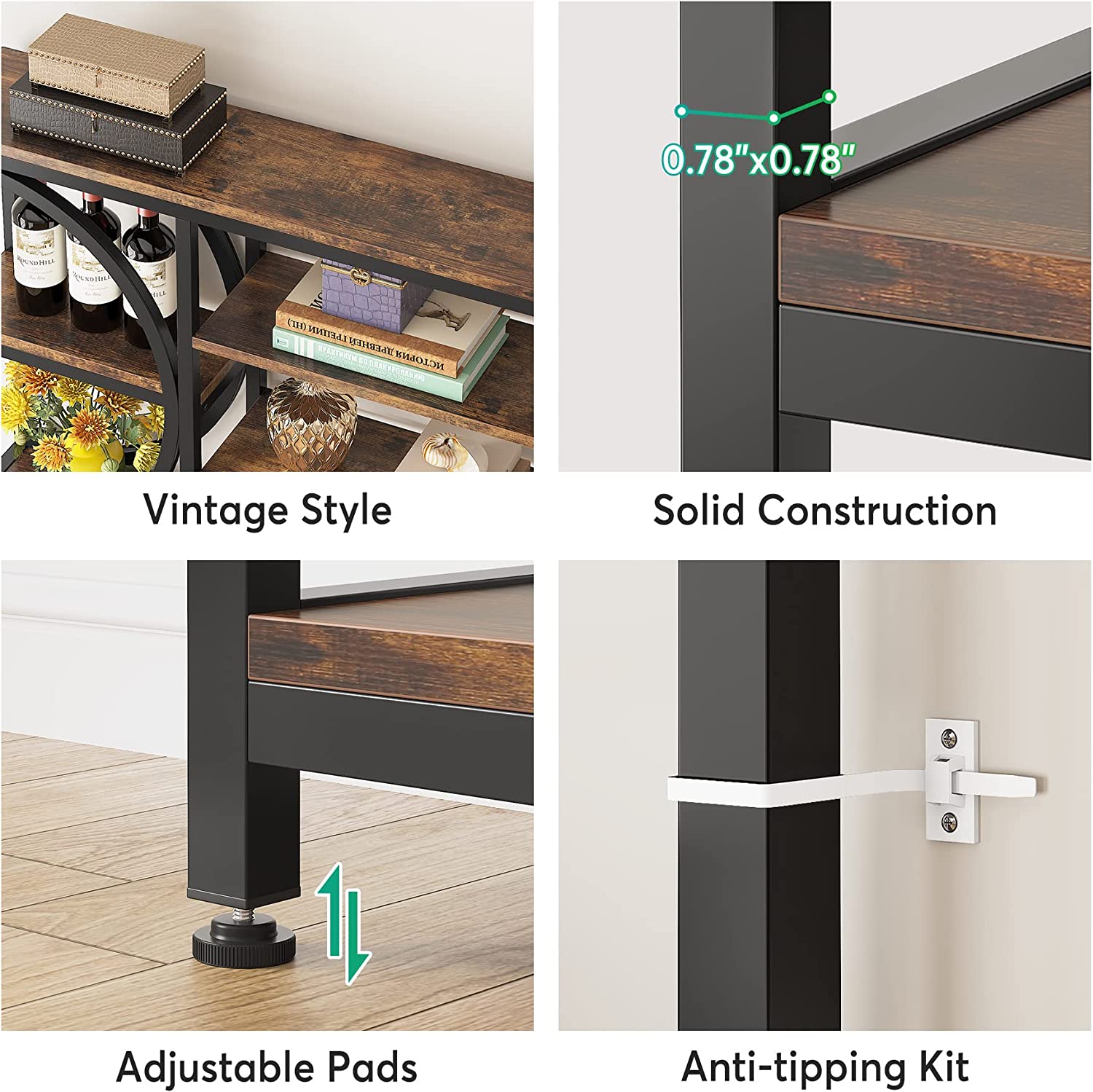 Tribesigns Bookshelf, Industrial 8-Tier Etagere Bookcases Open Display Shelves Tribesigns