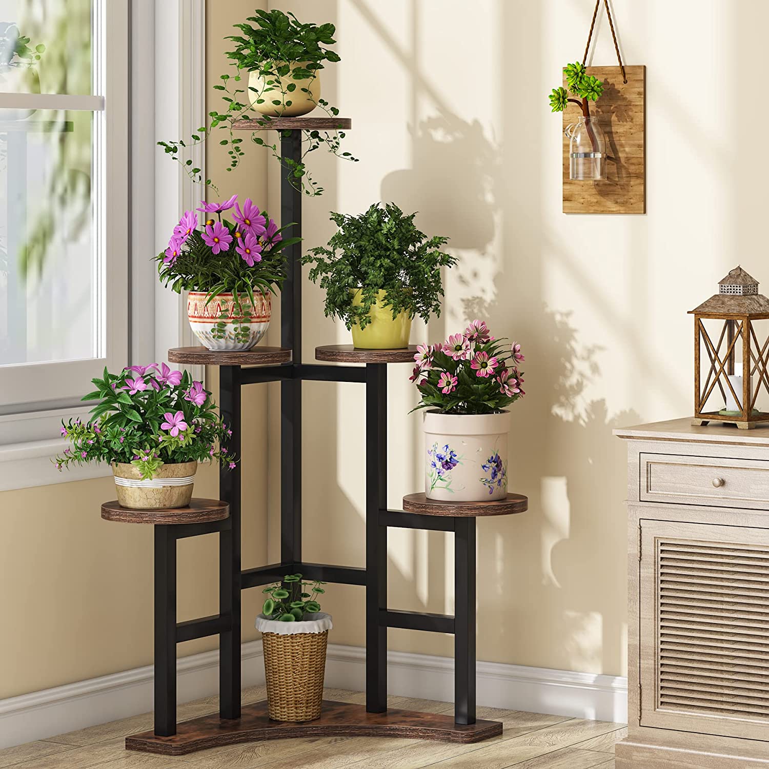 Corner Plant Stand Indoor, 6 Tiered Plant Shelf Flower Stand Tribesigns