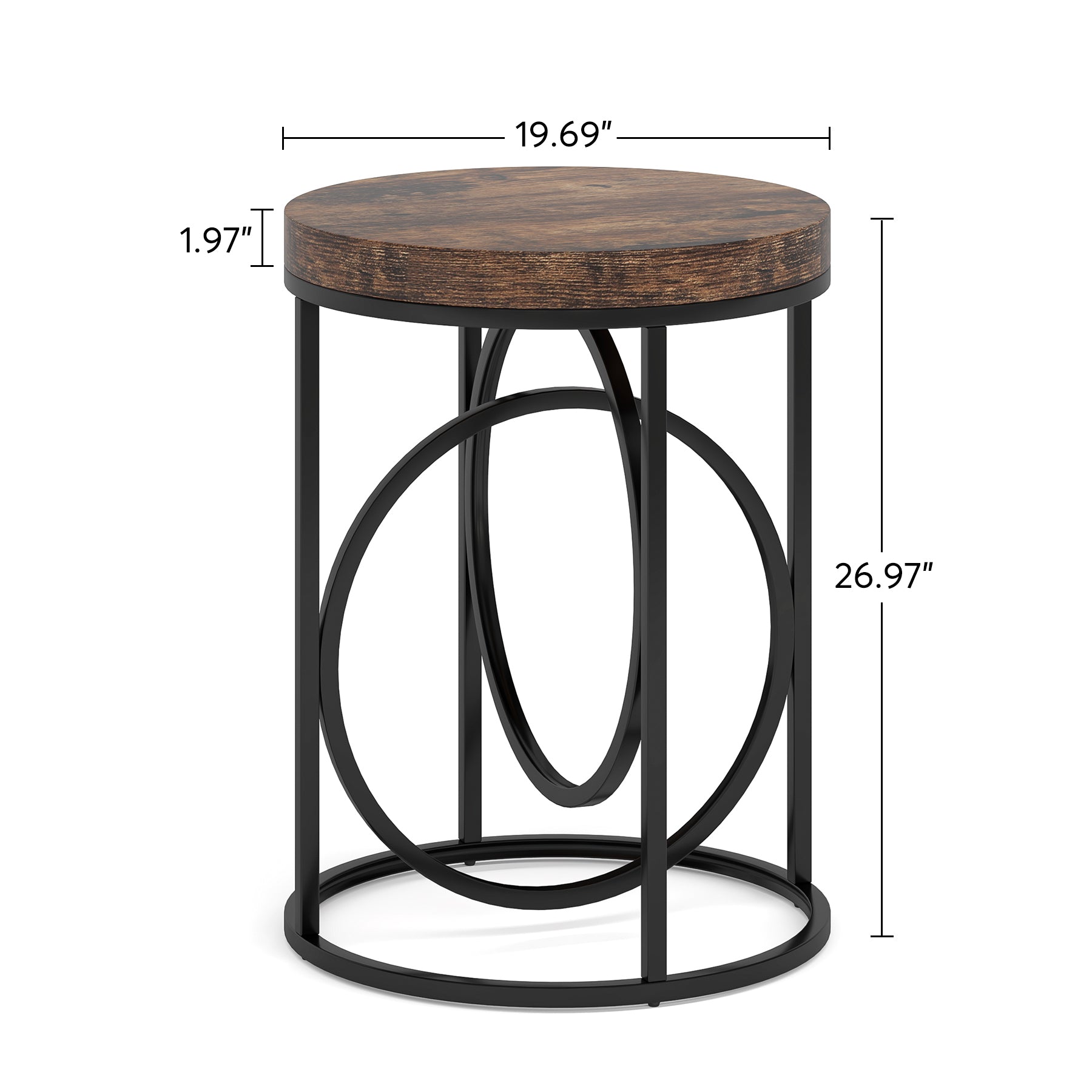 End Table, Modern Round Sofa Side Table with Faux Marble Top Tribesigns