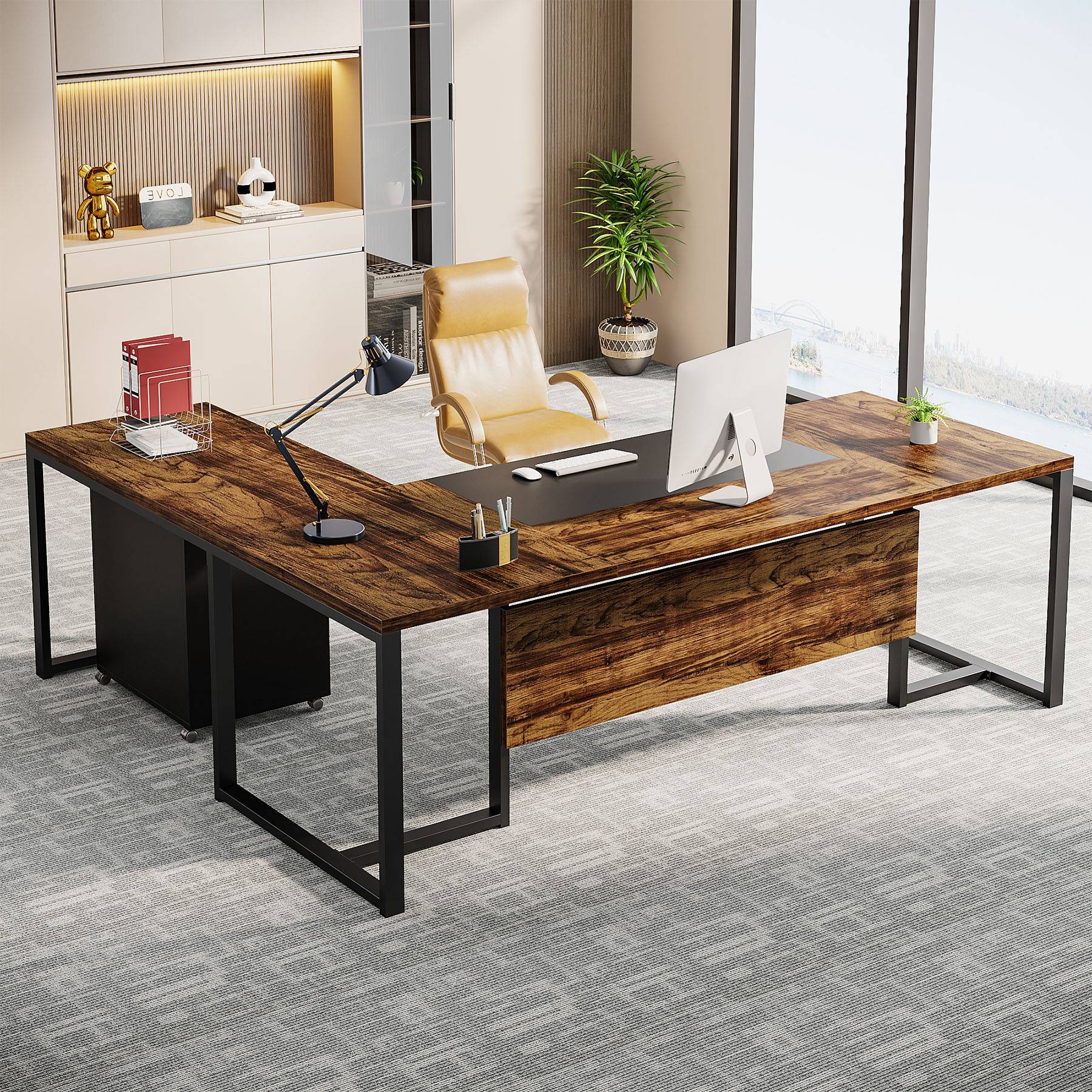 Tribesigns L-Shaped Desk, 70.8’’ Executive Desk with Mobile File Cabinet Tribesigns
