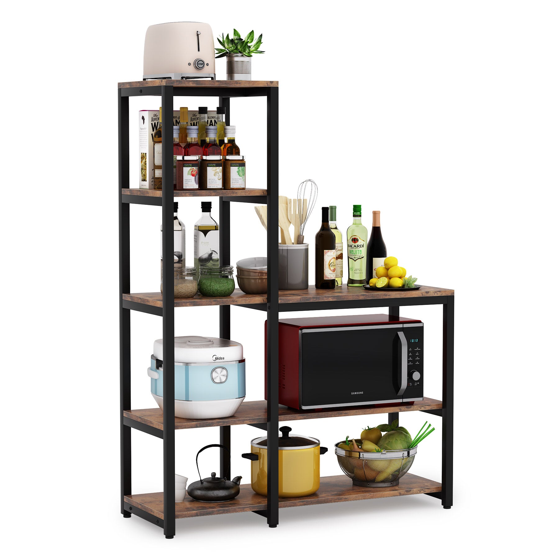 White background image of Tribesigns's Baker's Rack, 5-Tier Microwave Oven Stand Shelf.