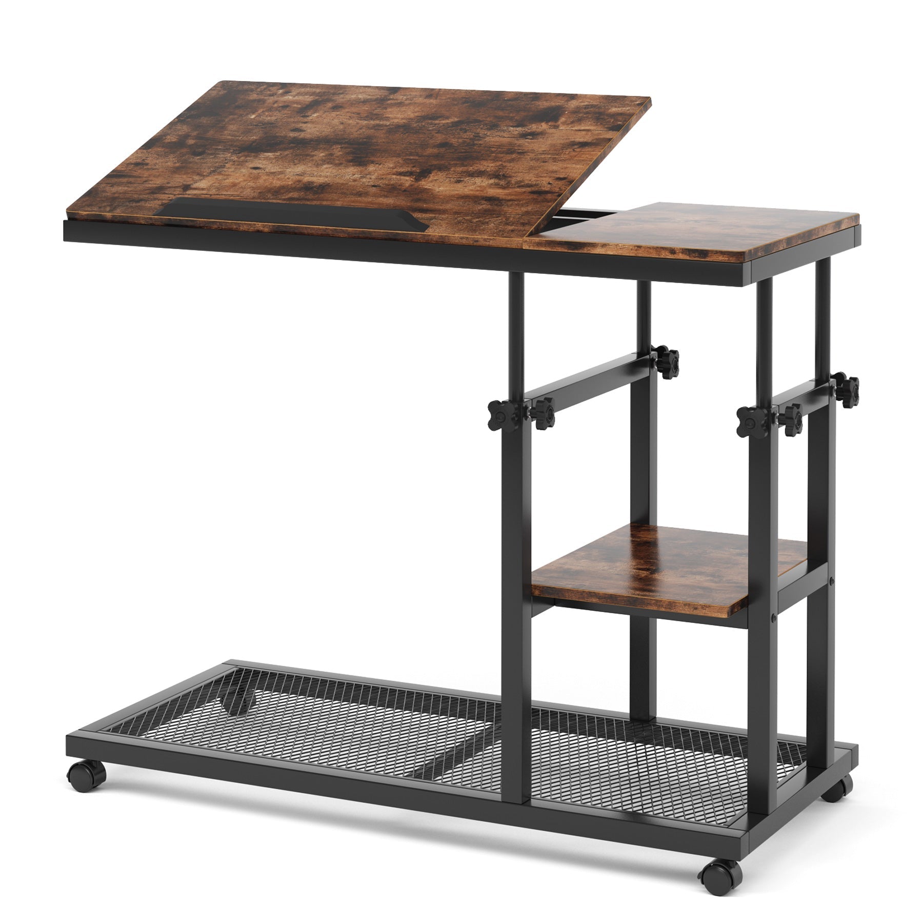 C Table, Height Adjustable Snack Tray Table with Wheels Tribesigns