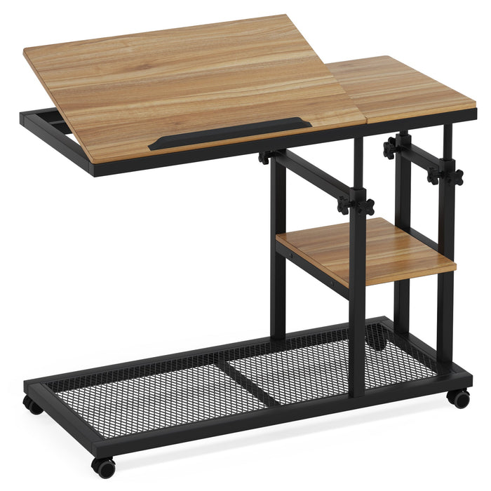 C Table, Height Adjustable Snack Tray Table with Wheels Tribesigns
