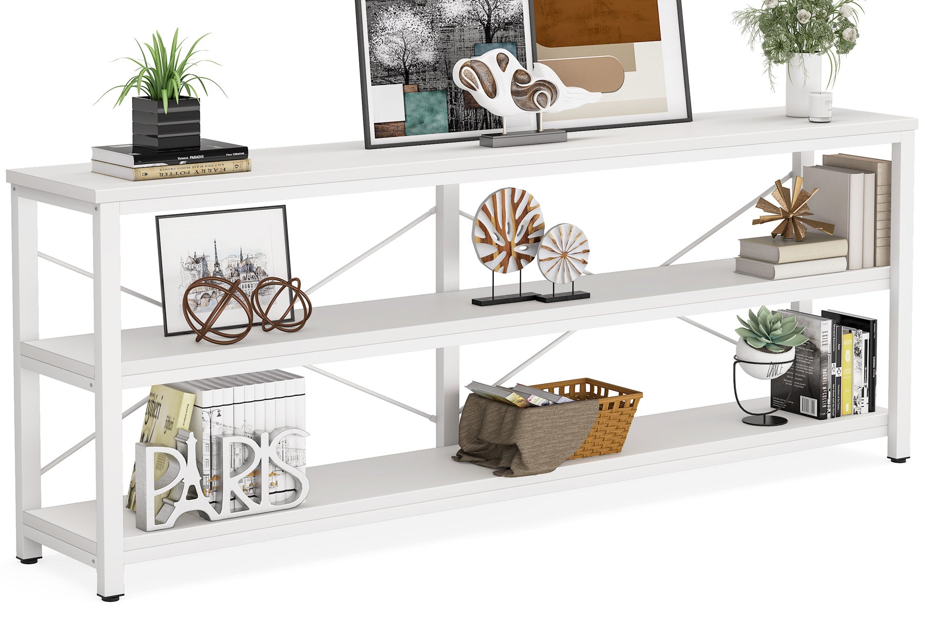 70.9" Console Table, 3-Tier Sofa Table with Metal Frame Tribesigns