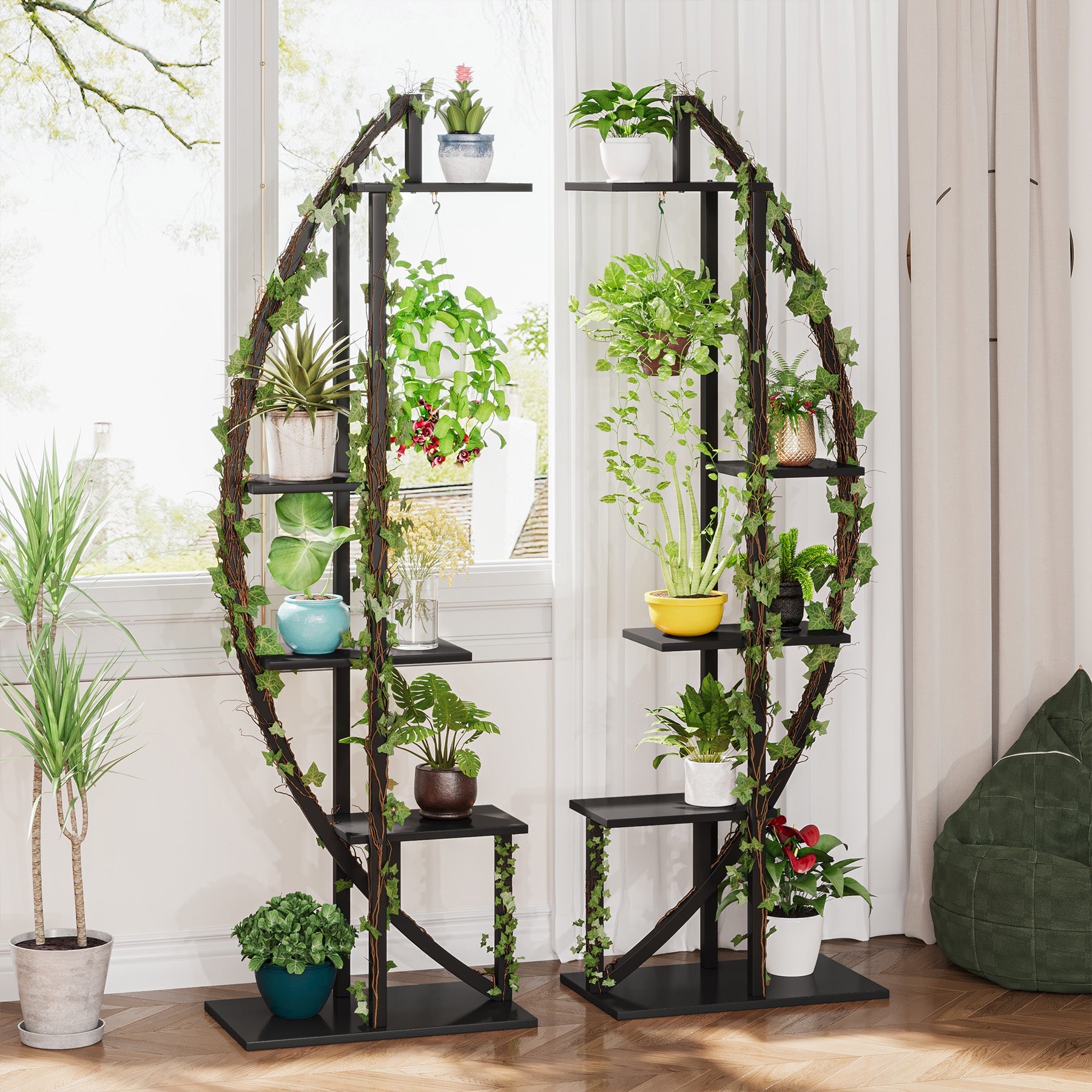Curved Plant Stand Pack of 2, 5-Tier Flower Display Shelf Tribesigns