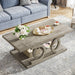 Farmhouse Coffee Table, 47" Wood Center Table with 2 Tier Shelf Tribesigns