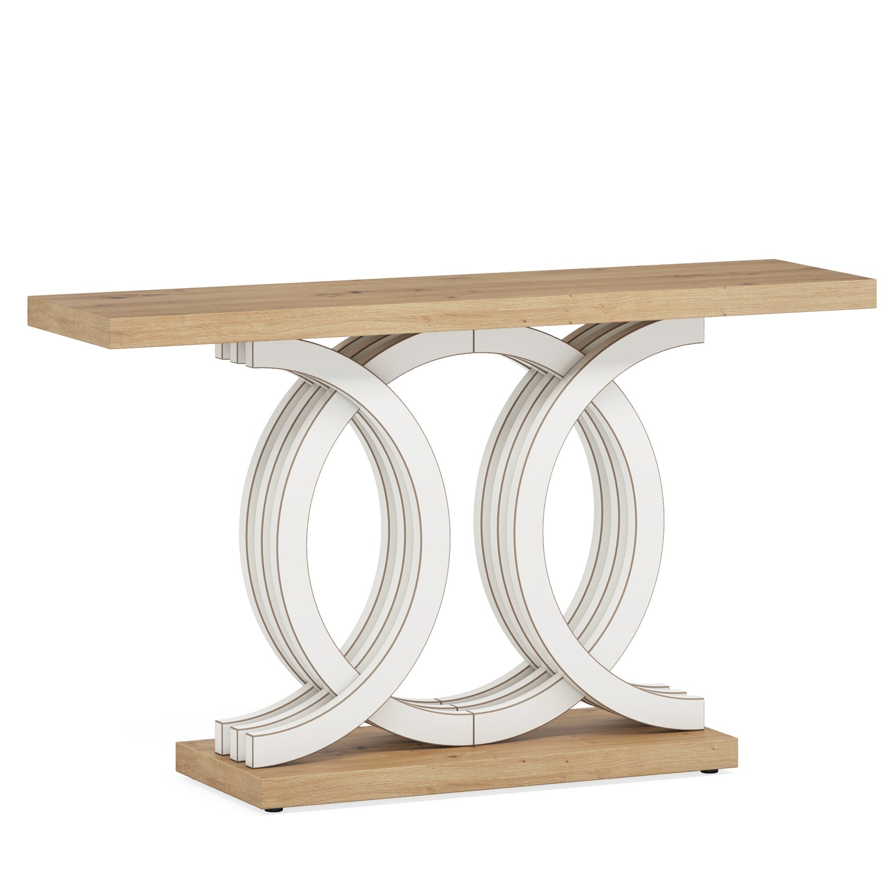 Farmhouse Console Table, 55" Hallway Sofa Table With Geometric Base Tribesigns