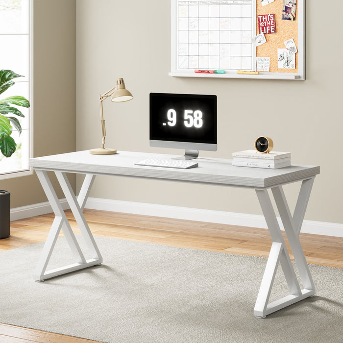 Heavy-Duty Computer Desk, 55" Simple Study Desk Writing Table Tribesigns