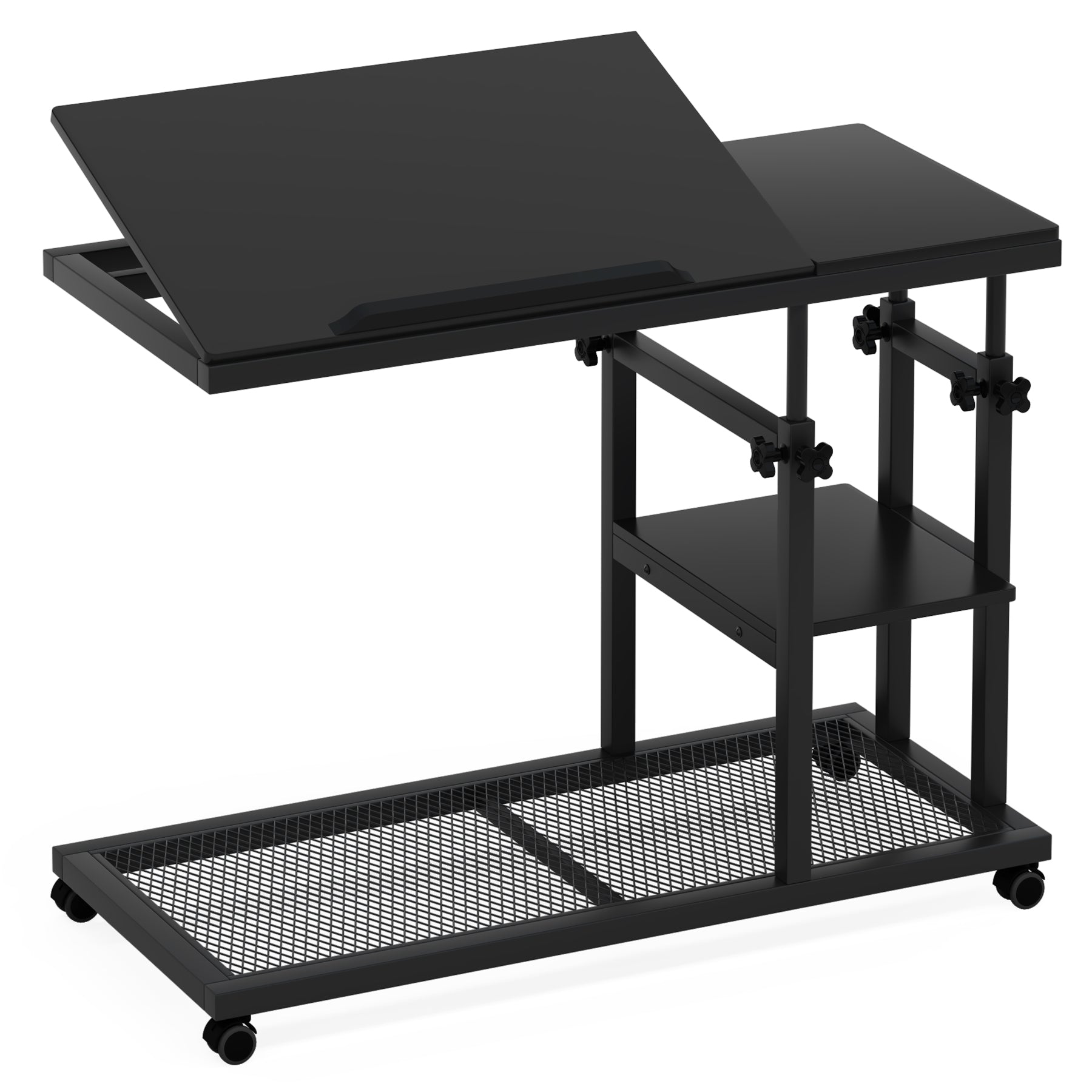 Height Adjustable C Table, Mobile Side Table with Tiltable Drawing Board Tribesigns