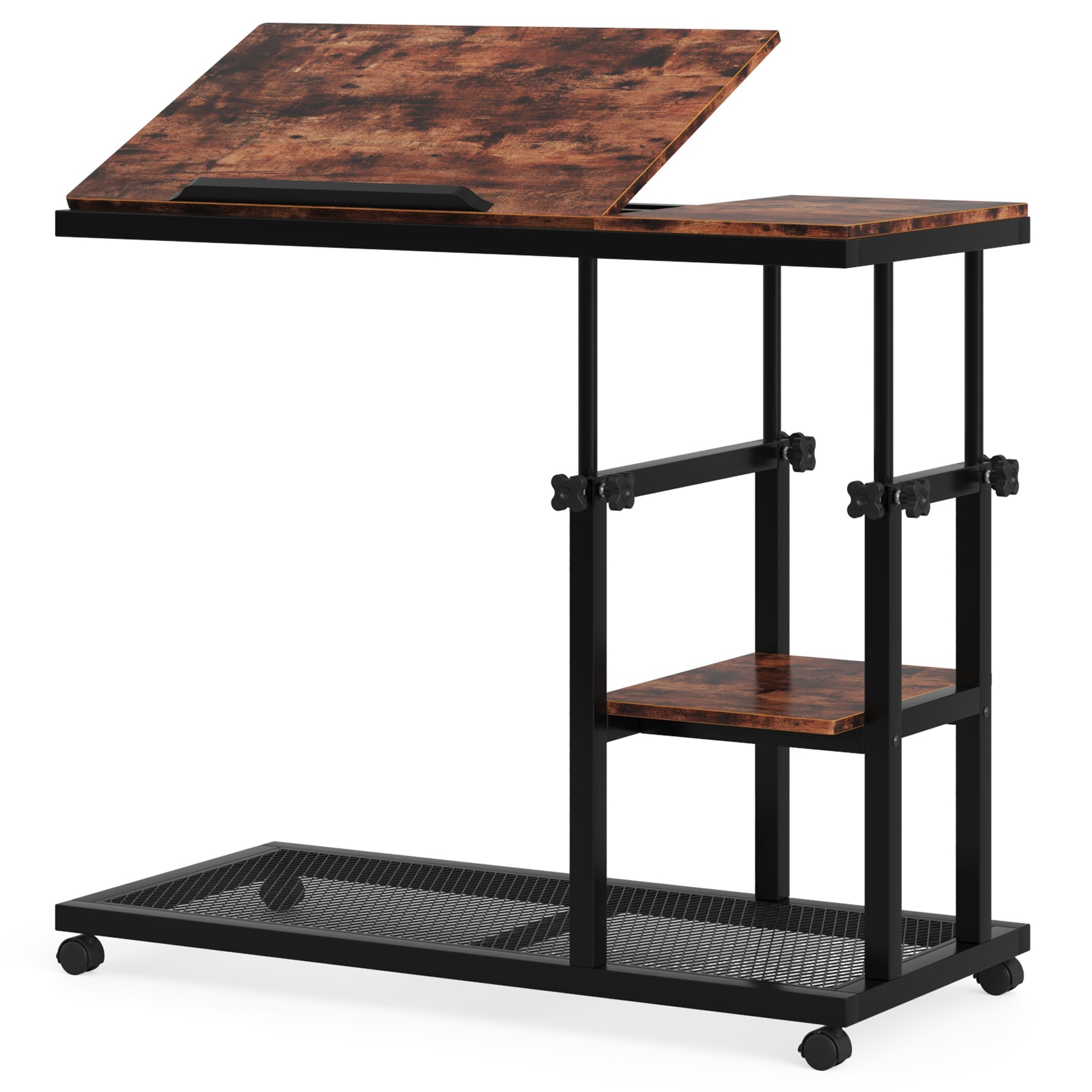 Height Adjustable C Table, Mobile Side Table with Tiltable Drawing Board Tribesigns