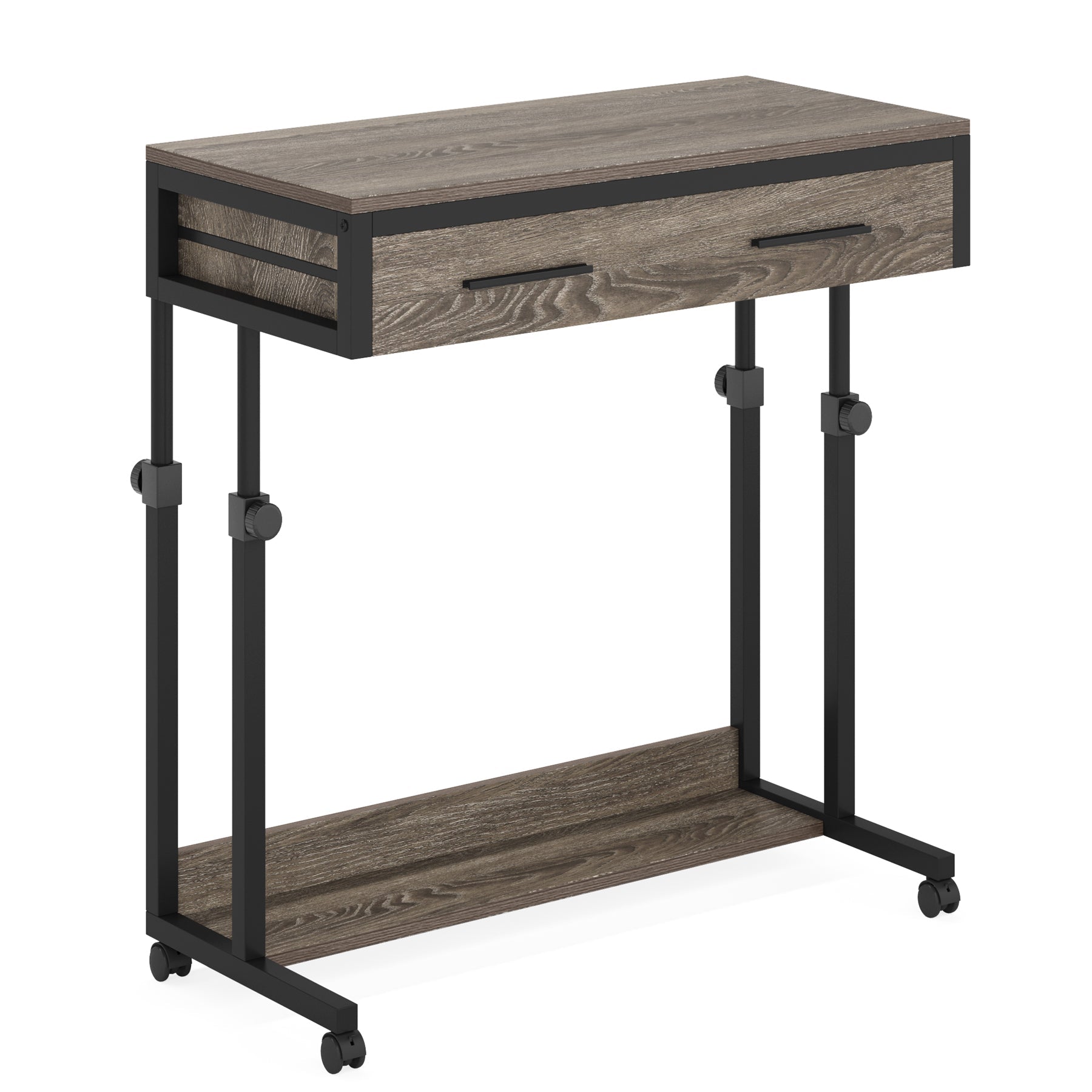 Height Adjustable Desk, Mobile Side Table Portable Desk with Drawers Tribesigns