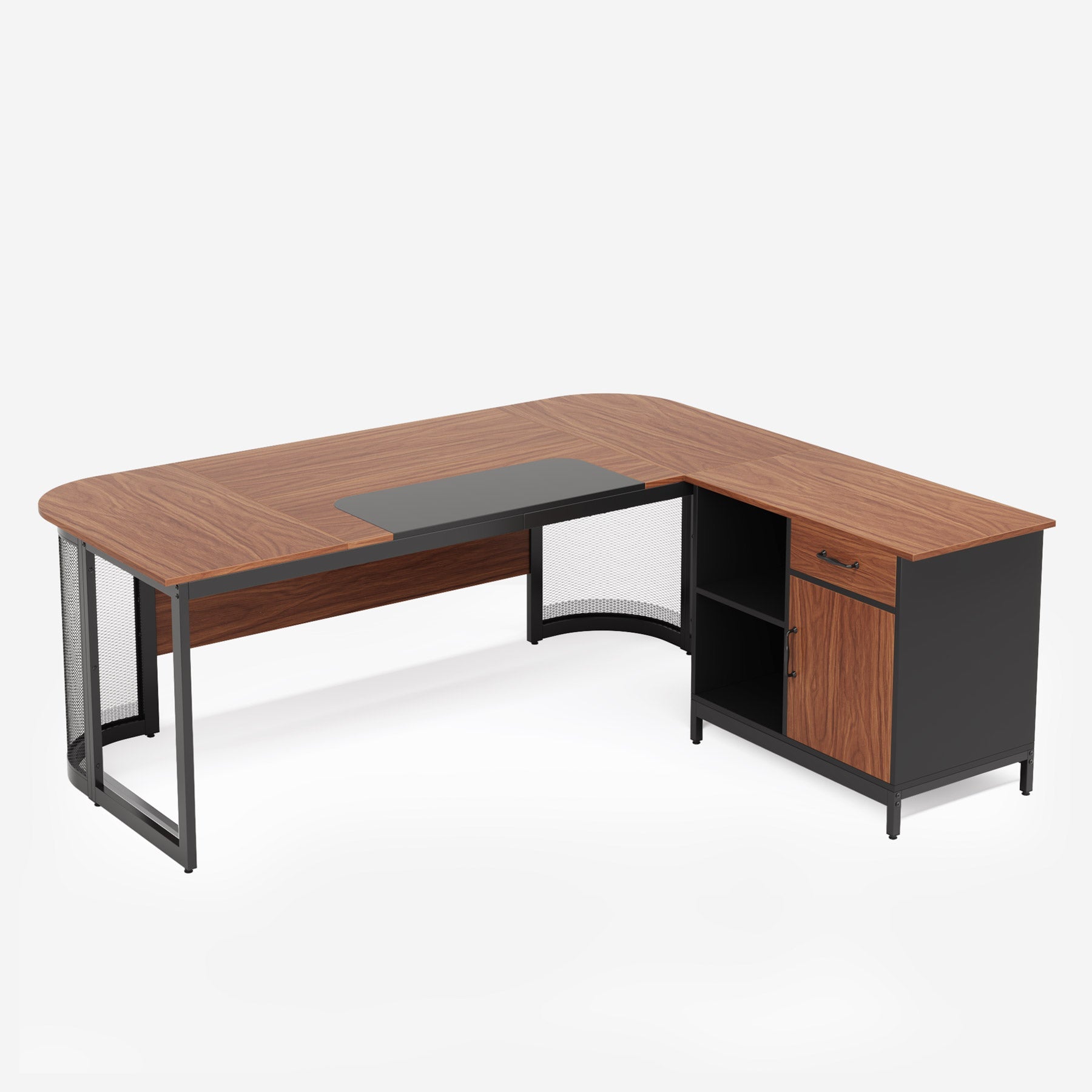 Large L-Shaped Desk, 63" Executive Desk with 31" Drawer Cabinet Tribesigns