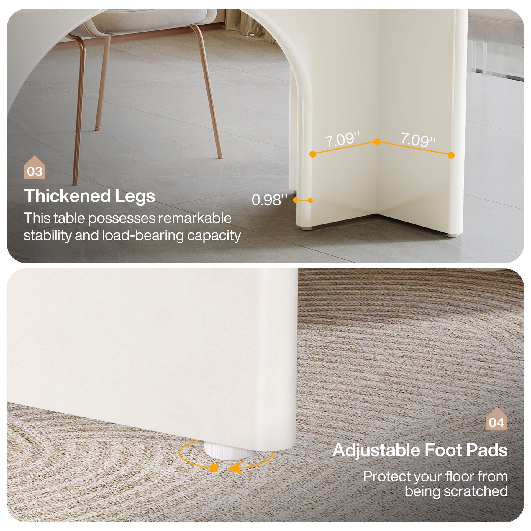 Modern Dining Table, 63" Large Rectangle Kitchen Table for 4-6 People Tribesigns