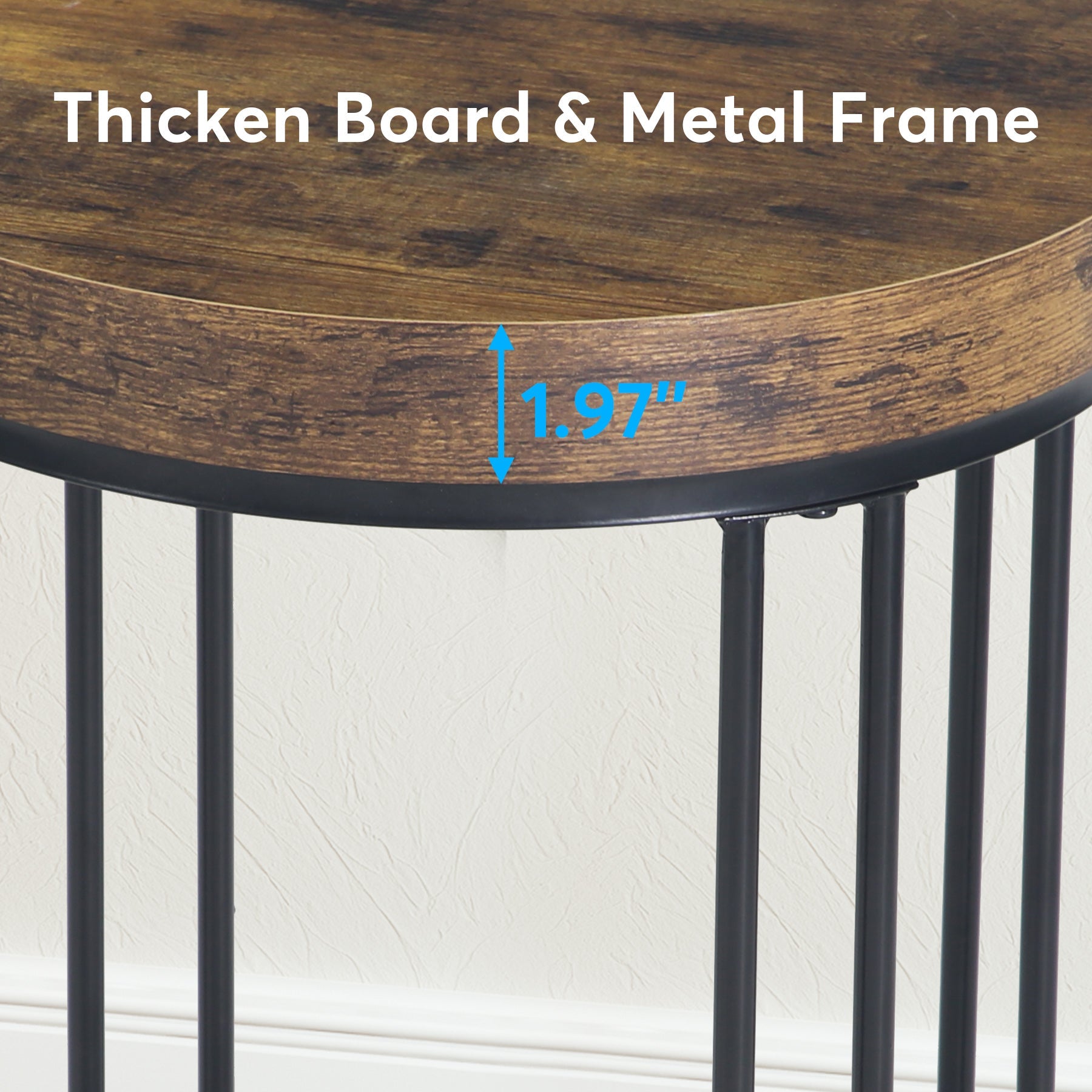 Round End Table, Small Accent Side Table with Metal Frame Tribesigns