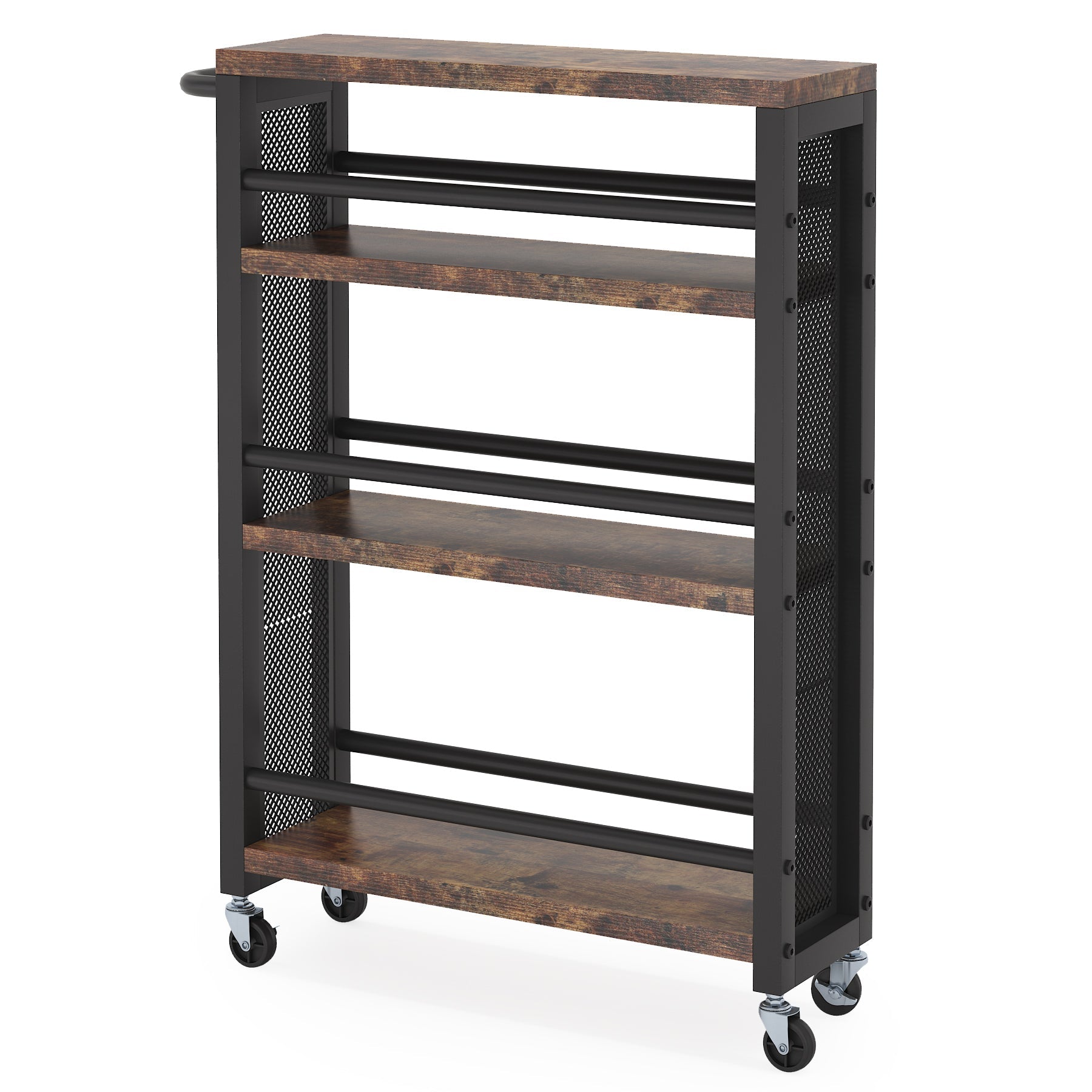Slim Kitchen Cart, 4-Tier Storage Rolling Cart with Handle Tribesigns