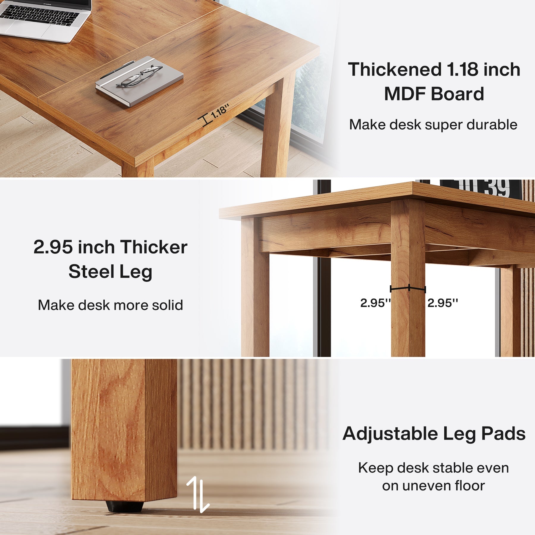 Wood Executive Desk, 70.9" Computer Desk Large Office Desk Tribesigns