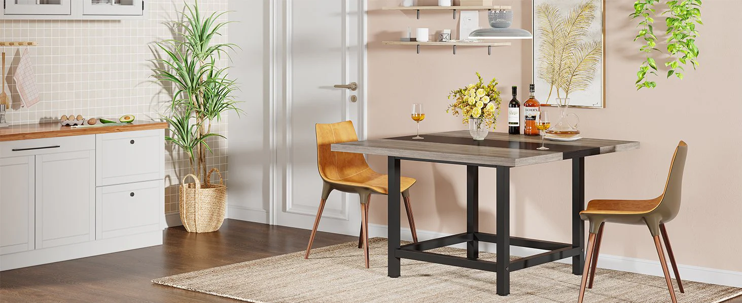 Square Dining Table, Farmhouse 39"x 39"x 29" Kitchen Table for 4