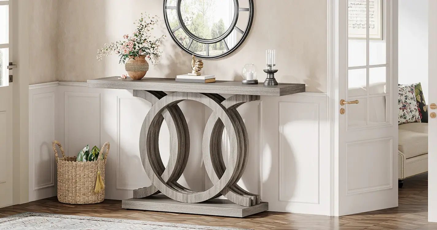 How to Install Tribesigns Console Table with Geometric Base?