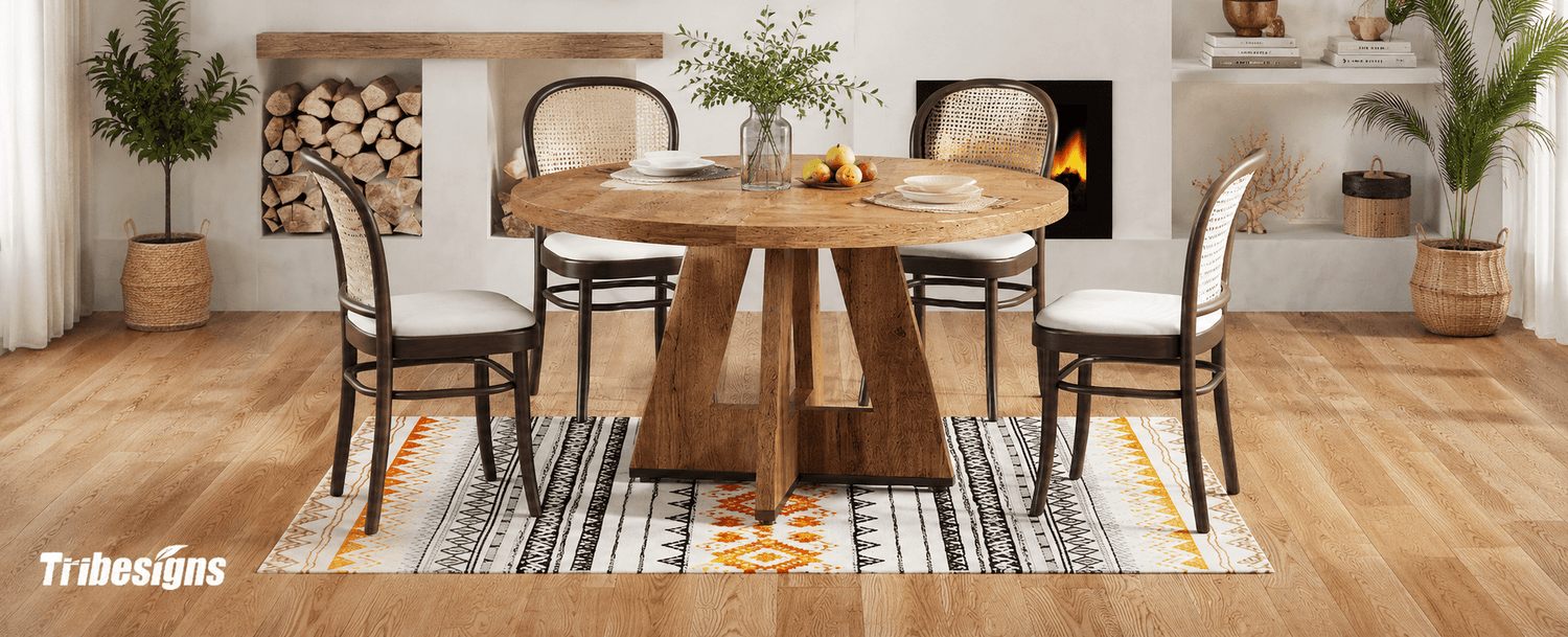 Tribesigns 47 Inch Round Farmhouse Dining Table: Rustic Design, Durable & Multi-Color Options
