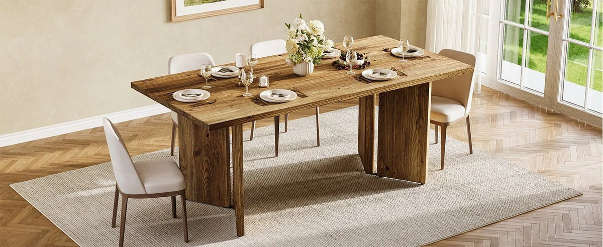 Solid Wood Rectangular Dining Tables-Tribesigns