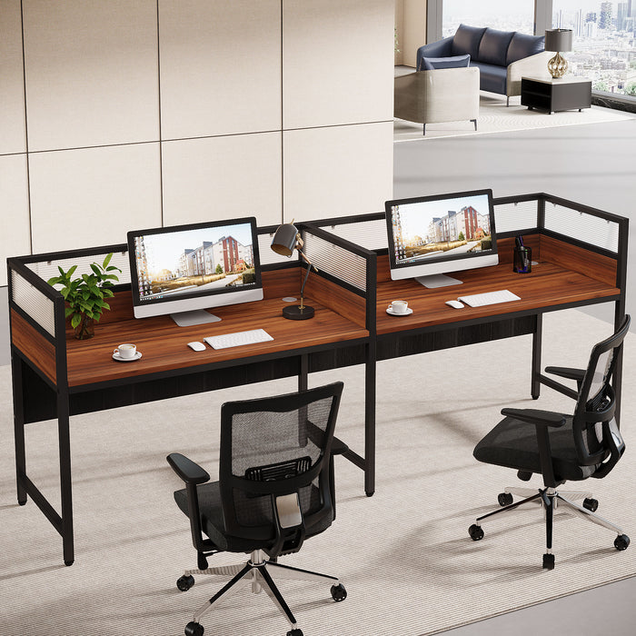 94.5" Two-Person Desk, Office Computer Desk Workstation Desk with Privacy Panel