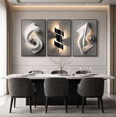 Architectural Crystal Coating Wall Art Set of 3, Large Geometric Canvas Wall Decor for Living Room 3