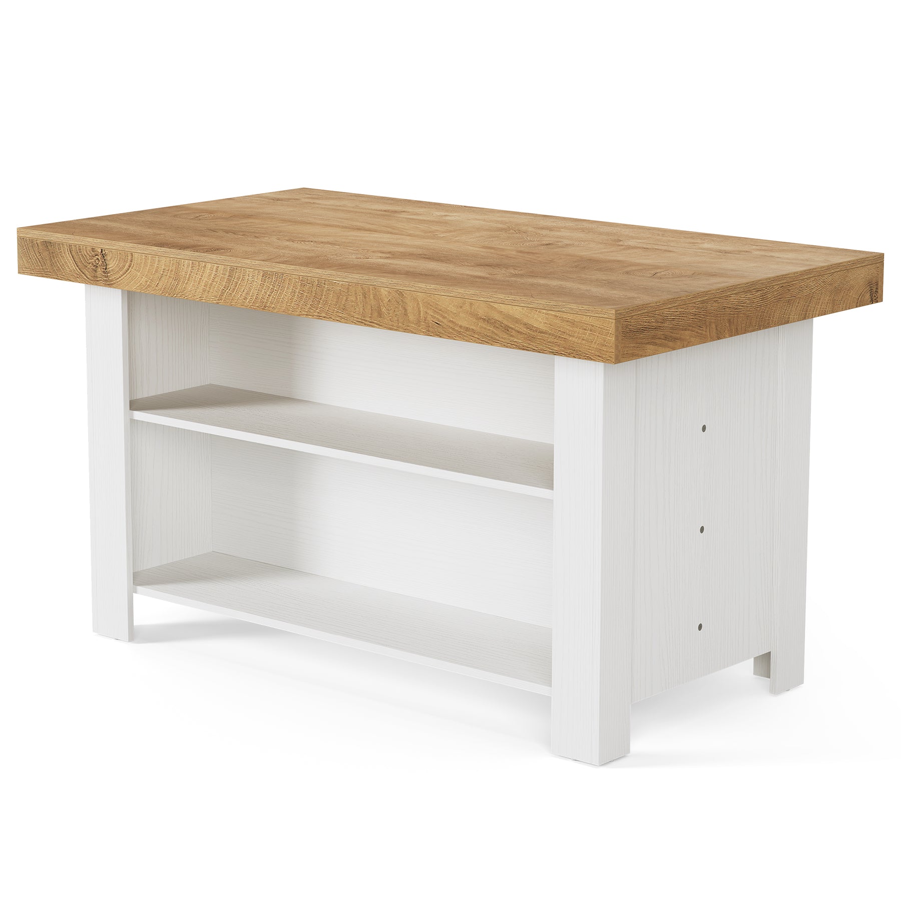 55" Kitchen Island, 3-Tier Island Table Counter Height Bar Table